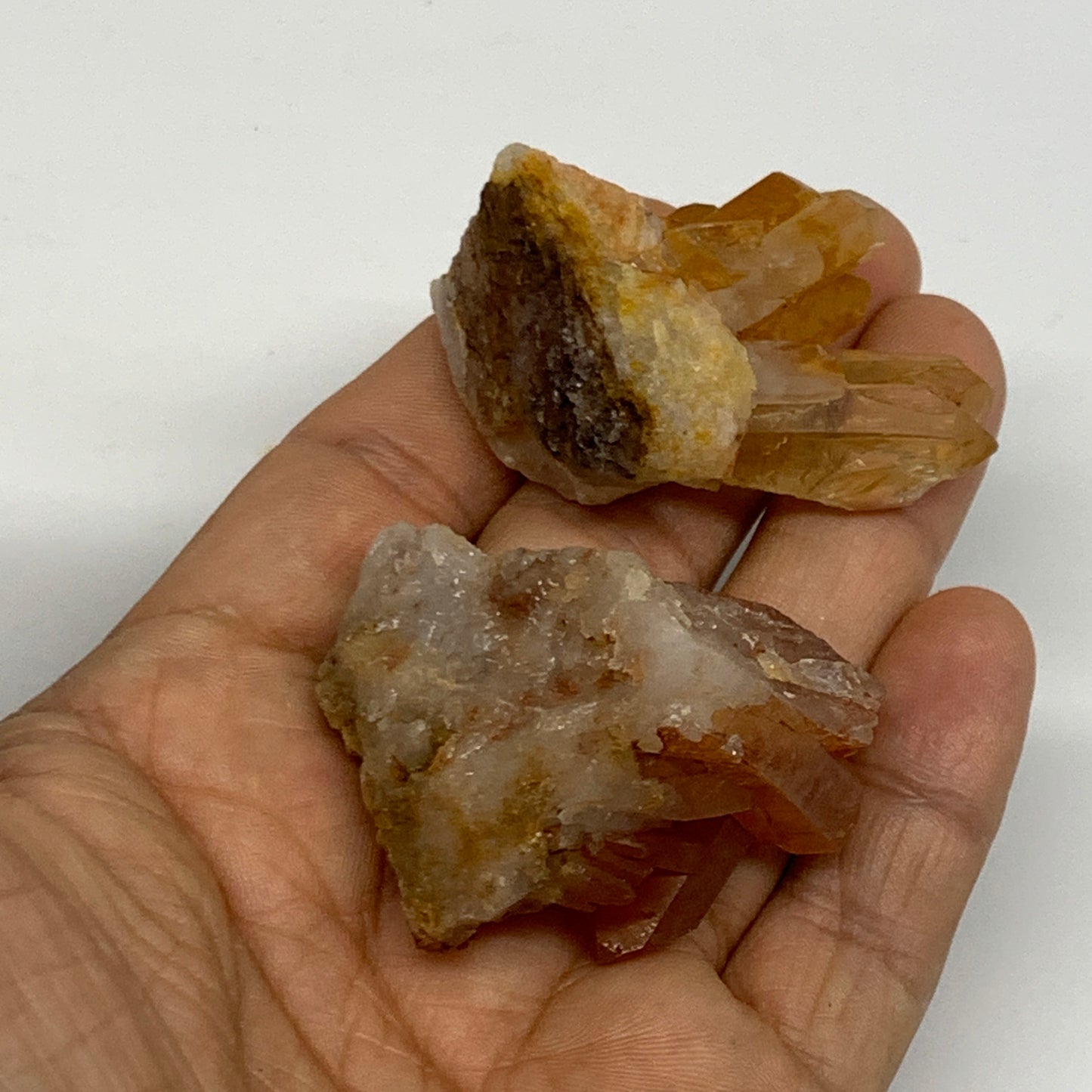 59.5g, 2.3"-1.7", 2pcs, Orange Quartz Cluster Crystal Terminated @Brazil, B28889