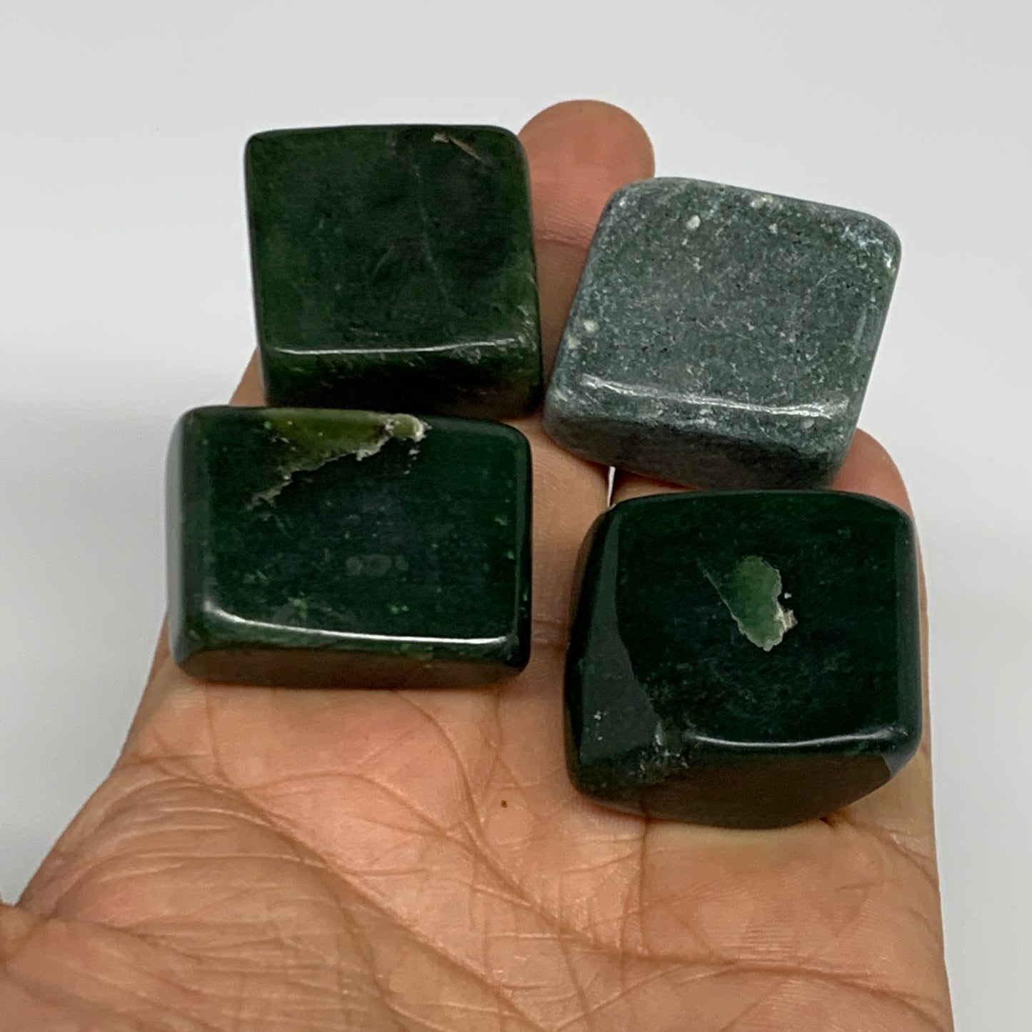 133.4g, 1.1"-1.3", 4pcs, Natural Nephrite Jade Tumbled Stone @Afghanistan,B31894