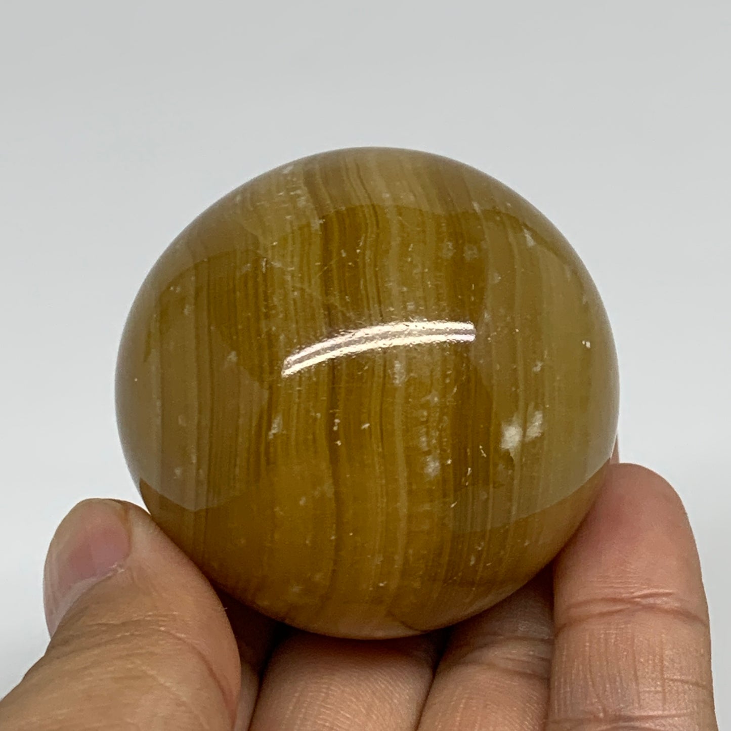 154.7g, 1.9"(48mm), Honey Calcite Sphere Polished Gemstone, B35314