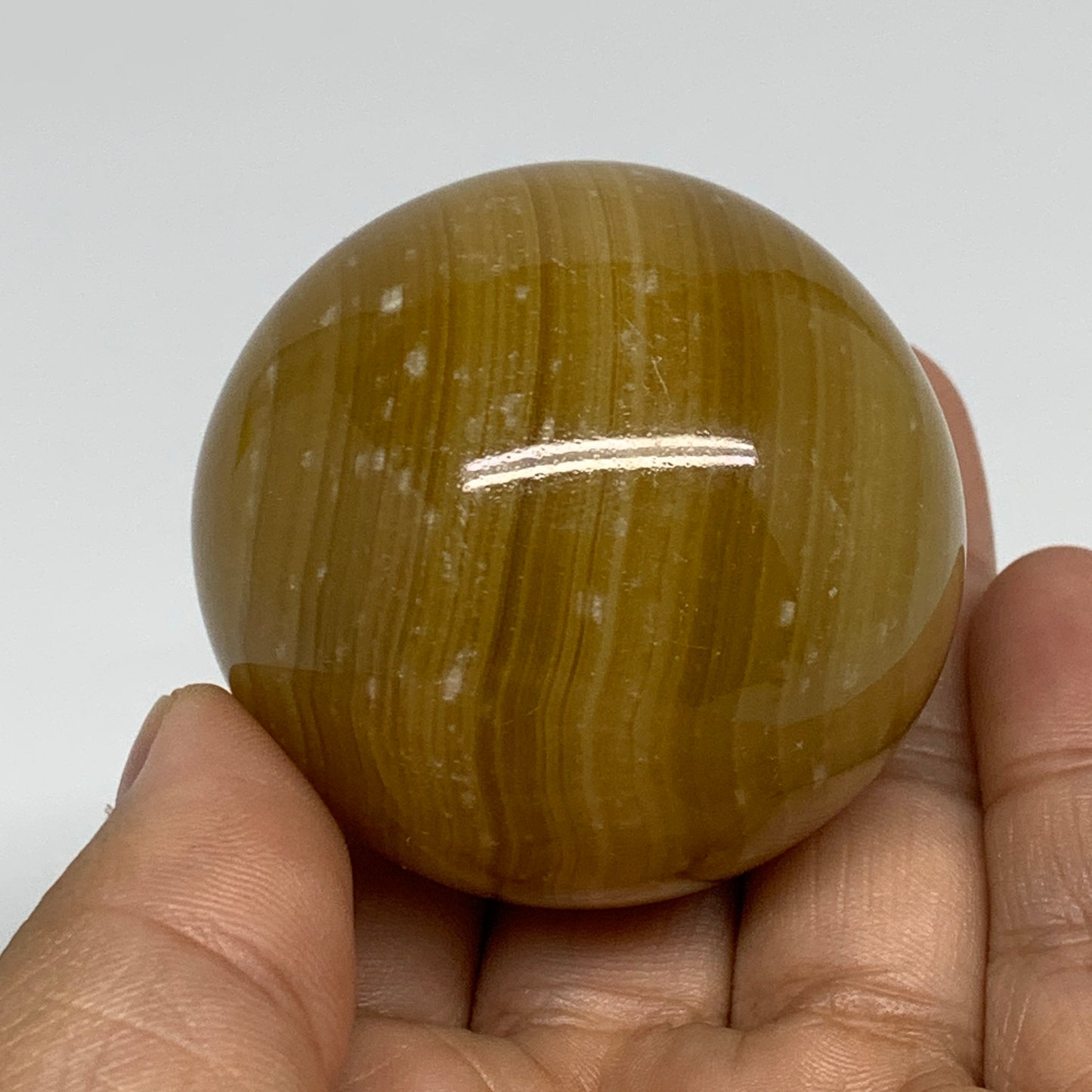 154.7g, 1.9"(48mm), Honey Calcite Sphere Polished Gemstone, B35314