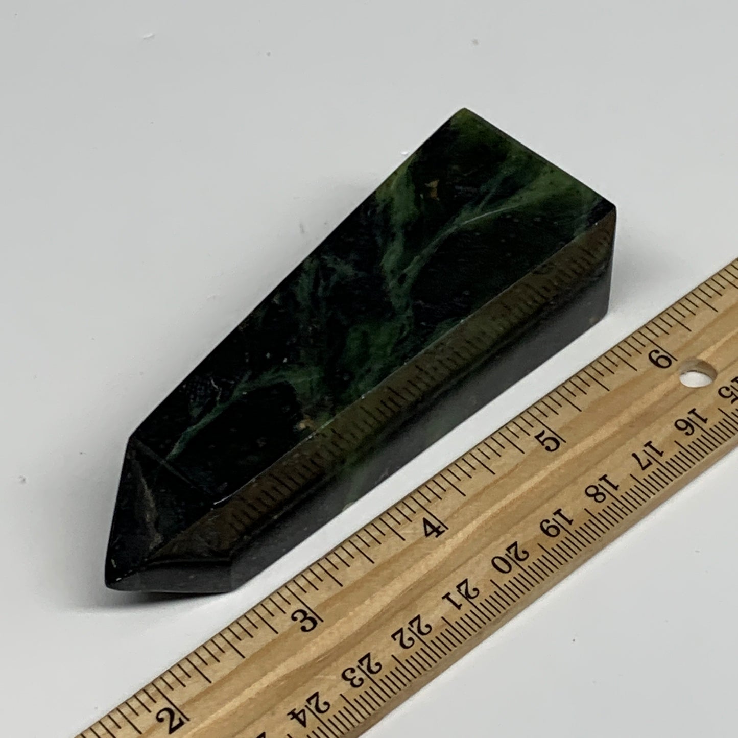 160.9g, 3.8"x1.3"x1.1", Serpentine Point Tower Obelisk Crystal @Pakistan, B29623