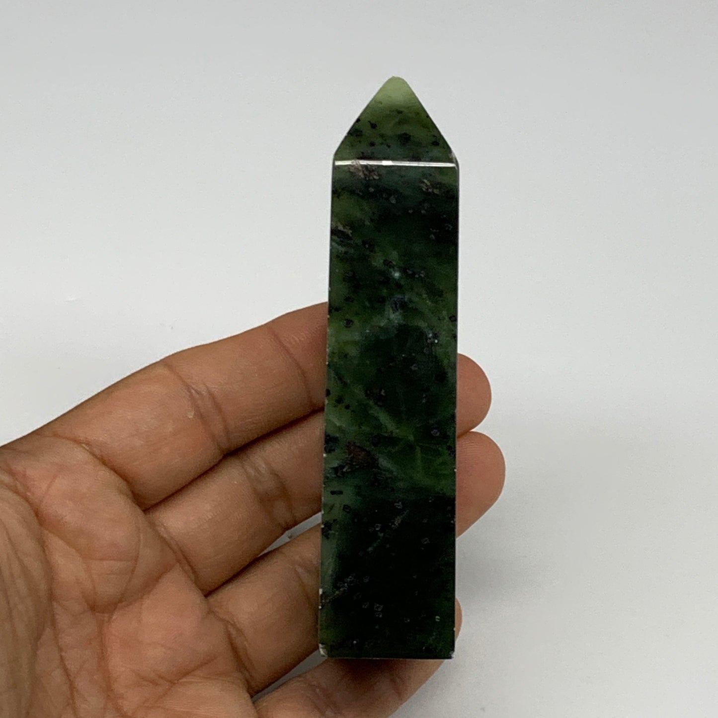 130.8g, 3.8"x1.2"x0.9", Serpentine Point Tower Obelisk Crystal @Pakistan, B29624