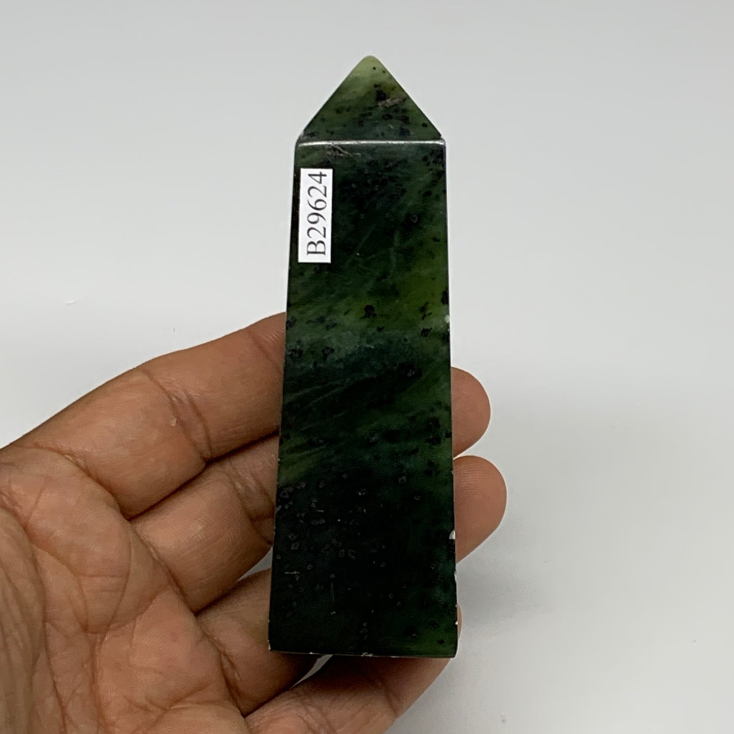130.8g, 3.8"x1.2"x0.9", Serpentine Point Tower Obelisk Crystal @Pakistan, B29624