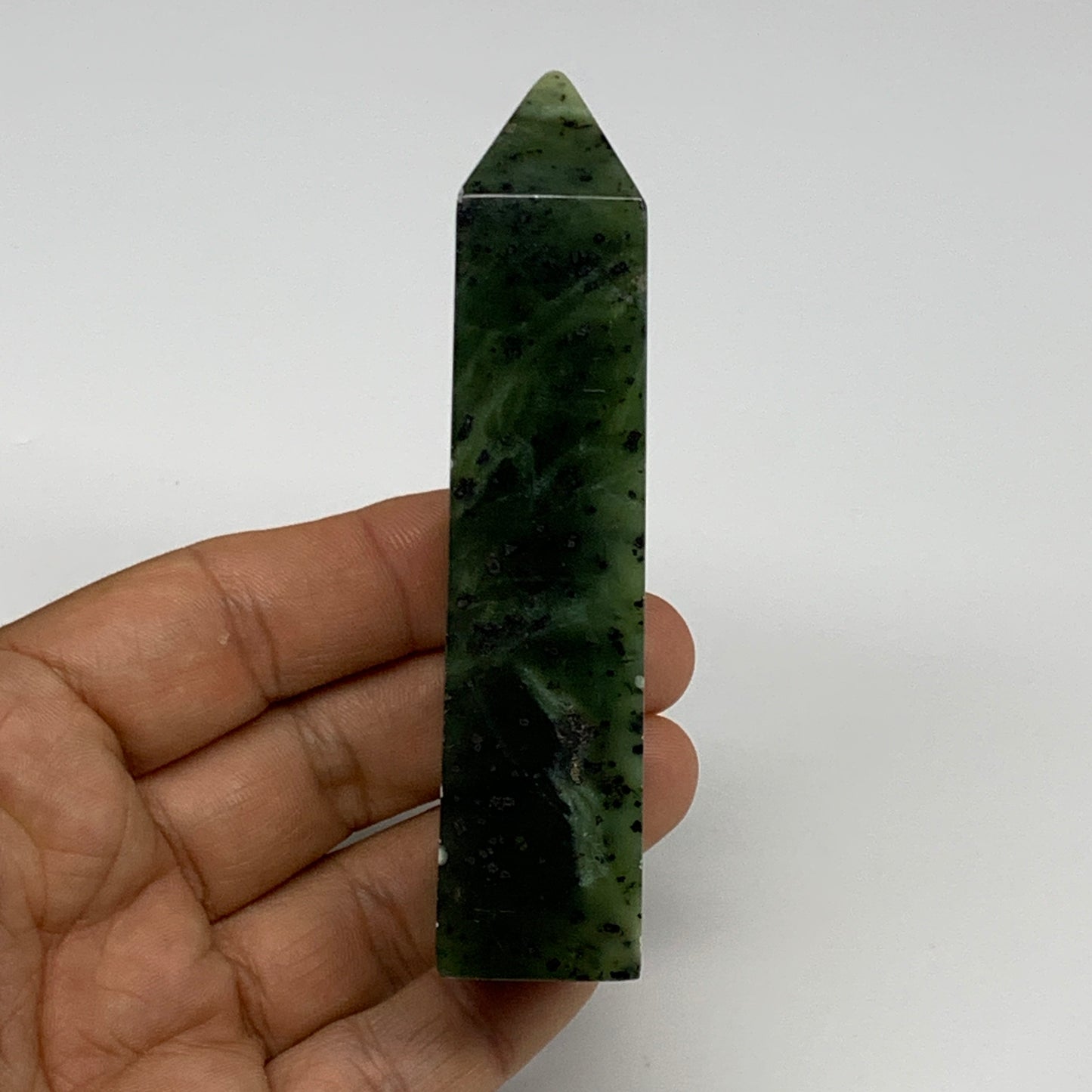 130.8g, 3.8"x1.2"x0.9", Serpentine Point Tower Obelisk Crystal @Pakistan, B29624