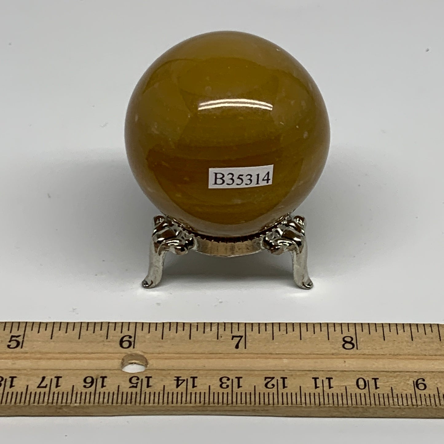 154.7g, 1.9"(48mm), Honey Calcite Sphere Polished Gemstone, B35314