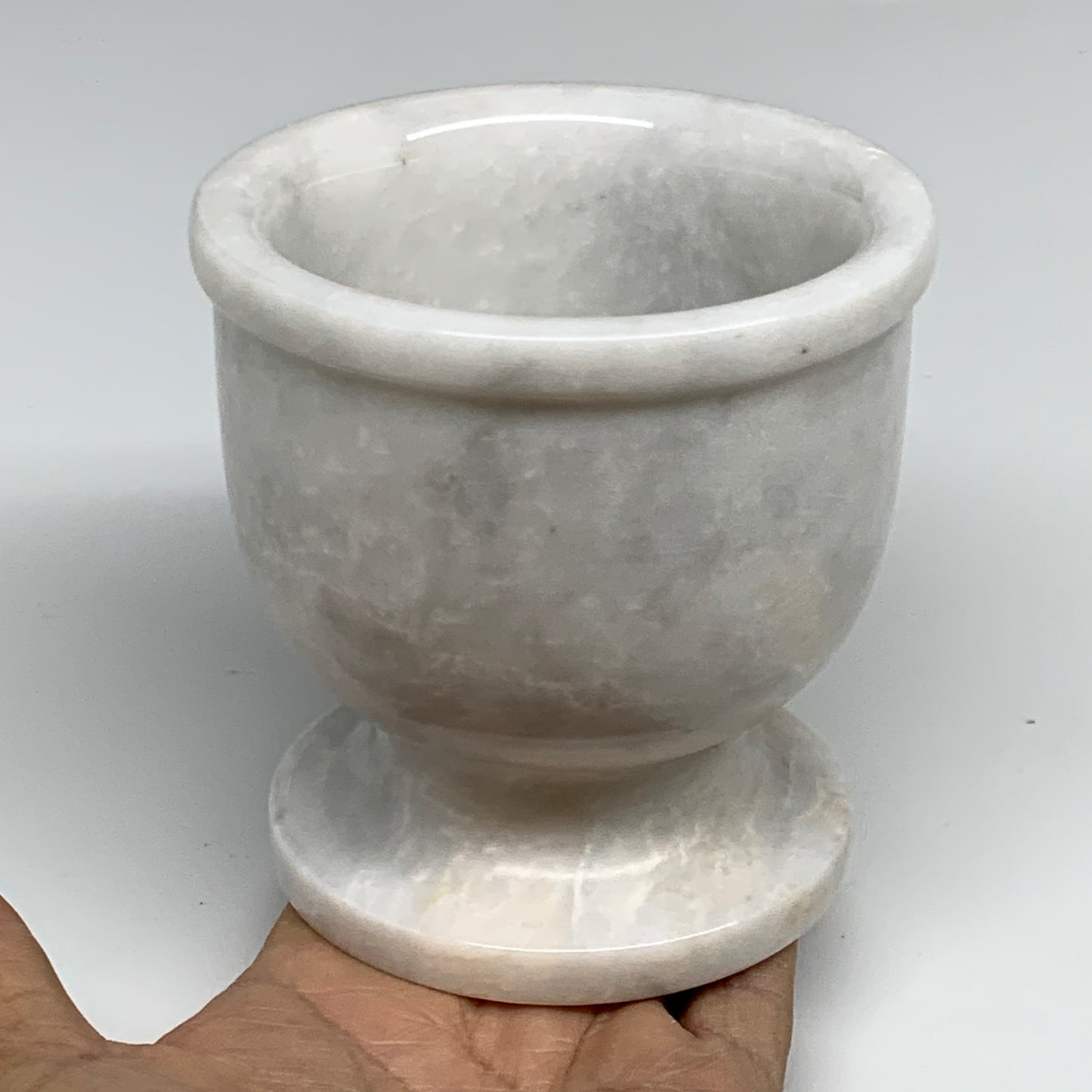 2.21 lbs, 3.9"x3.8", Natural Marble Crystal Pestle and Mortar Handmade, B32529