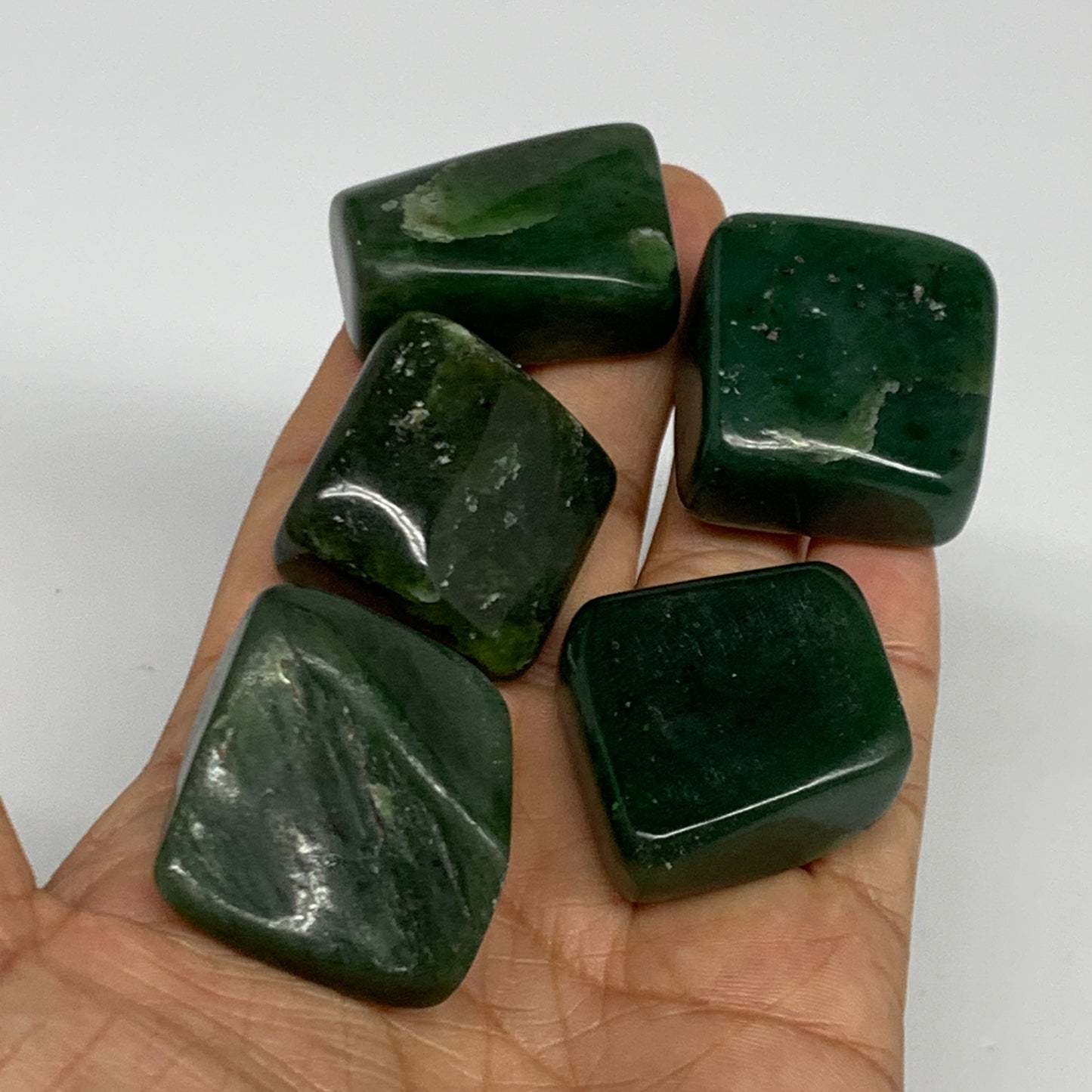 177.9g, 1.1"-1.3", 5pcs, Natural Nephrite Jade Tumbled Stone @Afghanistan,B31895