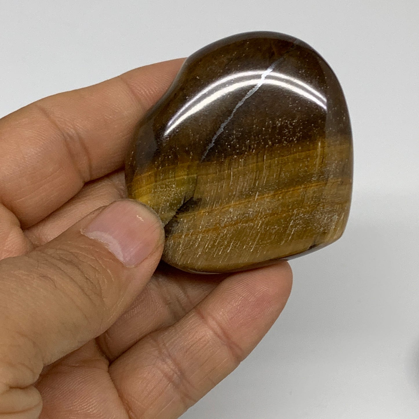 206.5g, 1.9"-2", 3pcs, Tiger's Eye Heart Polished Healing Crystal, B33913