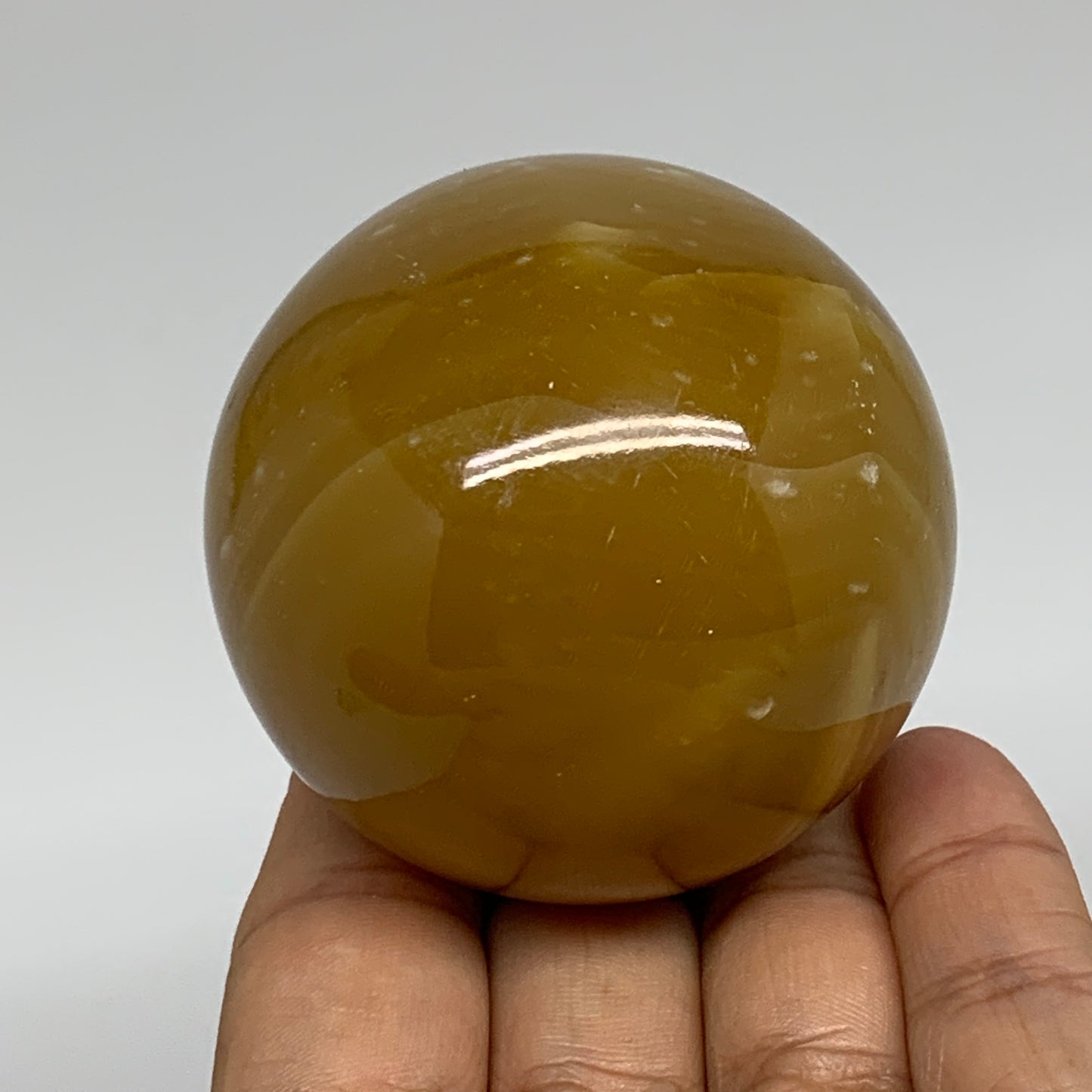 290g, 2.3"(58mm), Honey Calcite Sphere Polished Gemstone, B35315