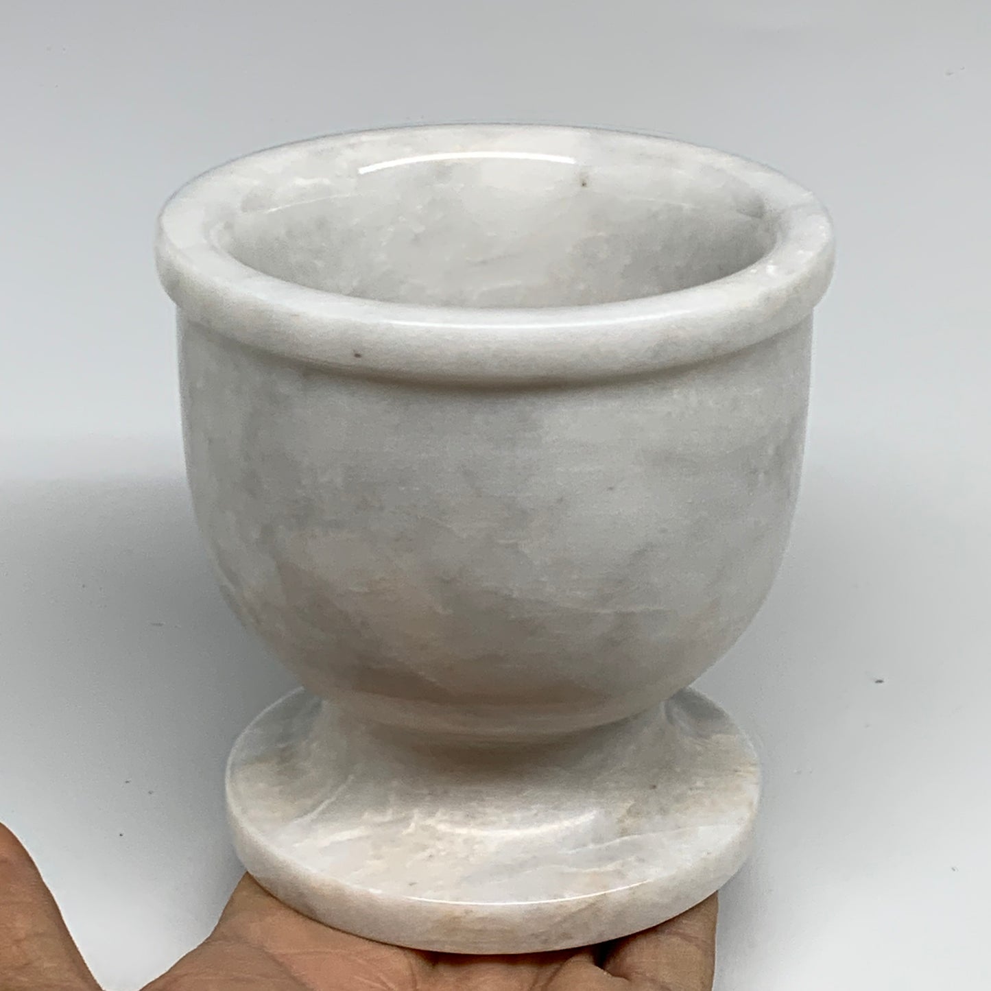 2.21 lbs, 3.9"x3.8", Natural Marble Crystal Pestle and Mortar Handmade, B32529