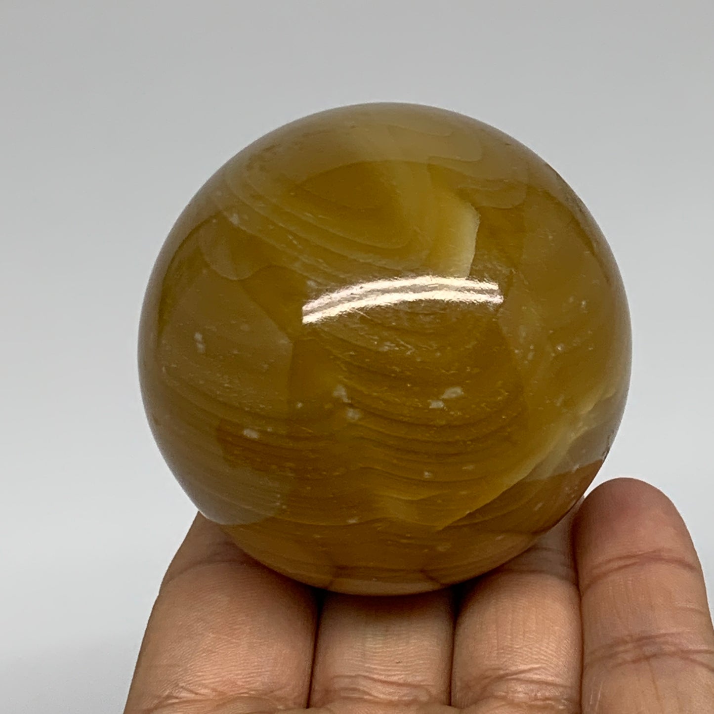 290g, 2.3"(58mm), Honey Calcite Sphere Polished Gemstone, B35315