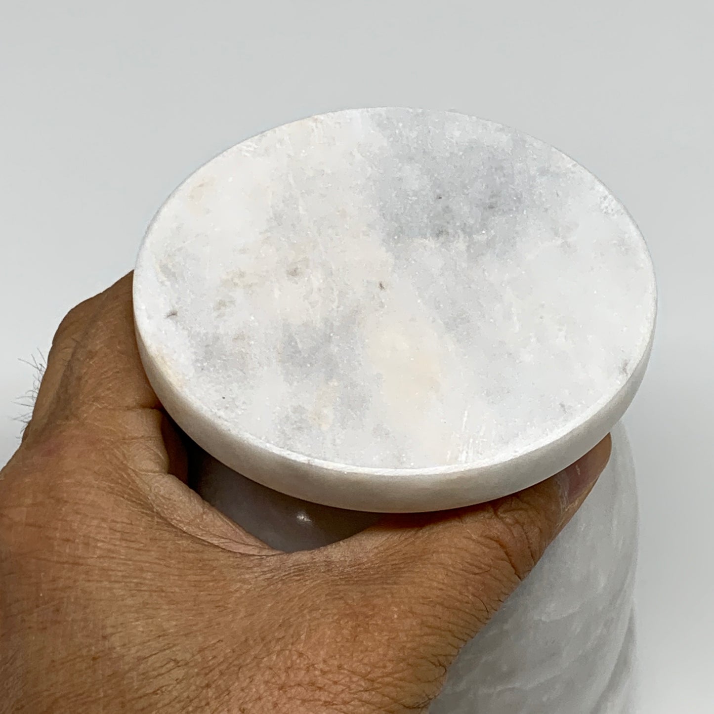 2.21 lbs, 3.9"x3.8", Natural Marble Crystal Pestle and Mortar Handmade, B32529