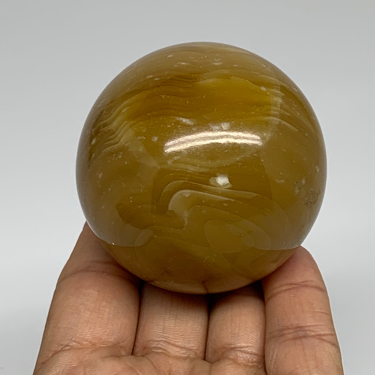 290g, 2.3"(58mm), Honey Calcite Sphere Polished Gemstone, B35315