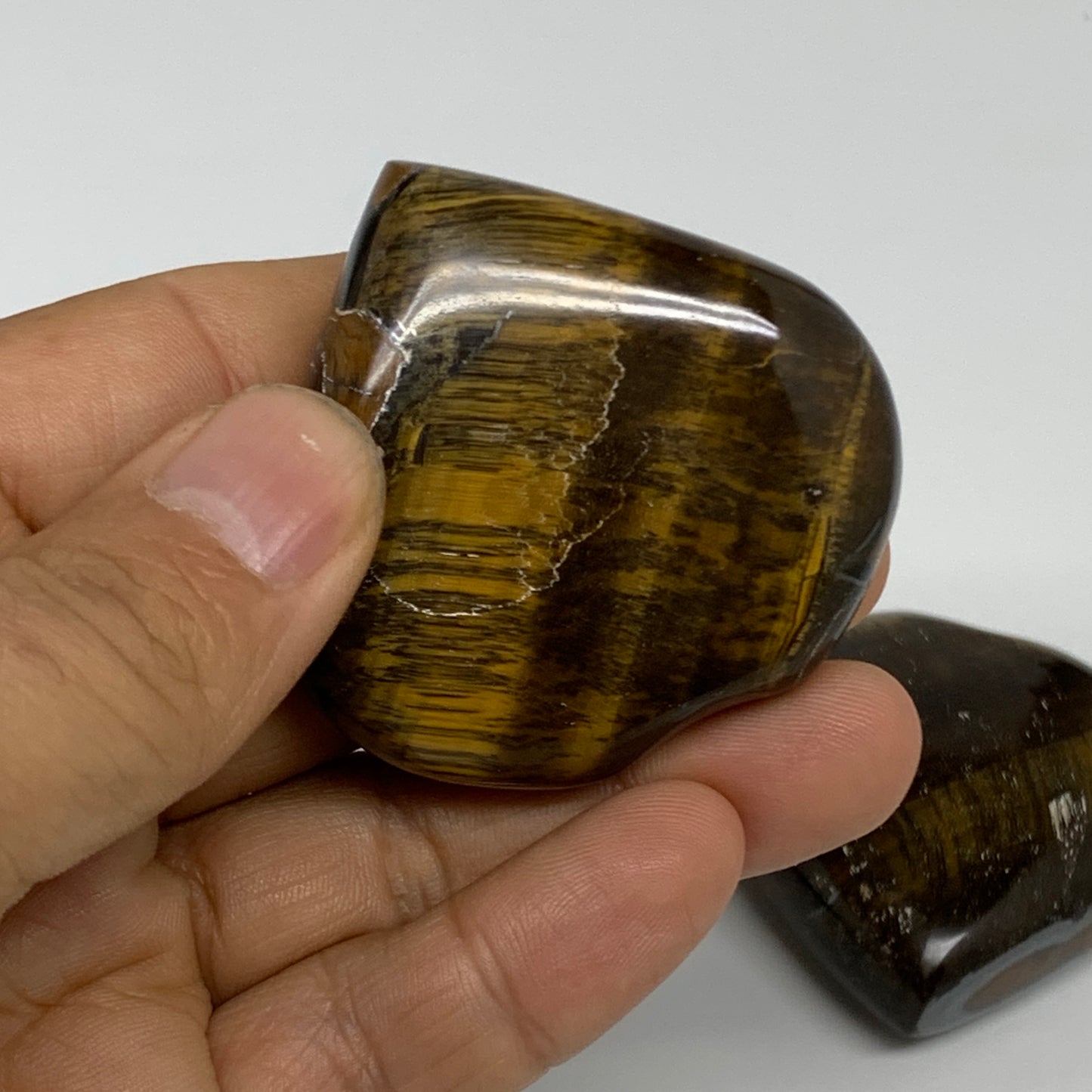 206.5g, 1.9"-2", 3pcs, Tiger's Eye Heart Polished Healing Crystal, B33913