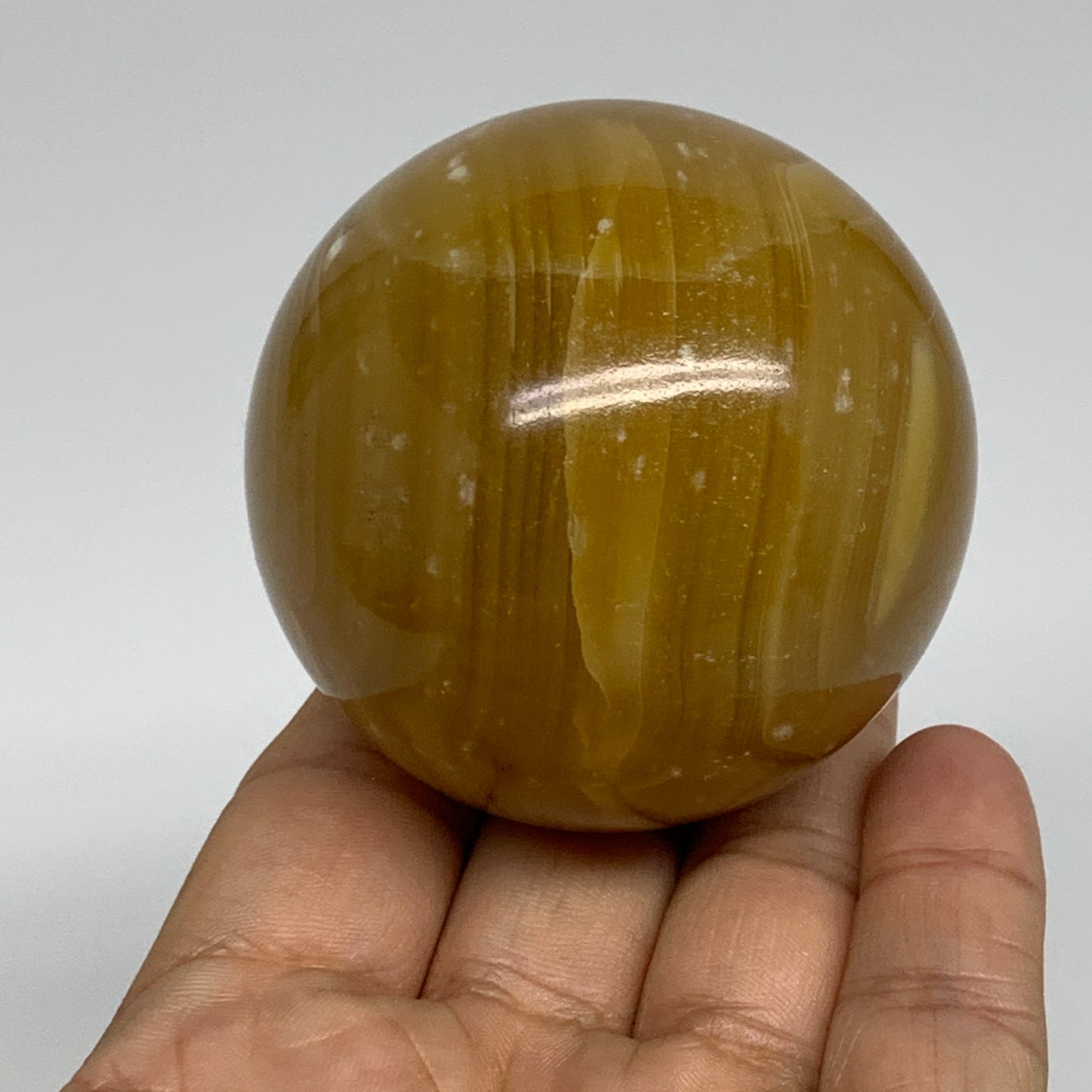 290g, 2.3"(58mm), Honey Calcite Sphere Polished Gemstone, B35315