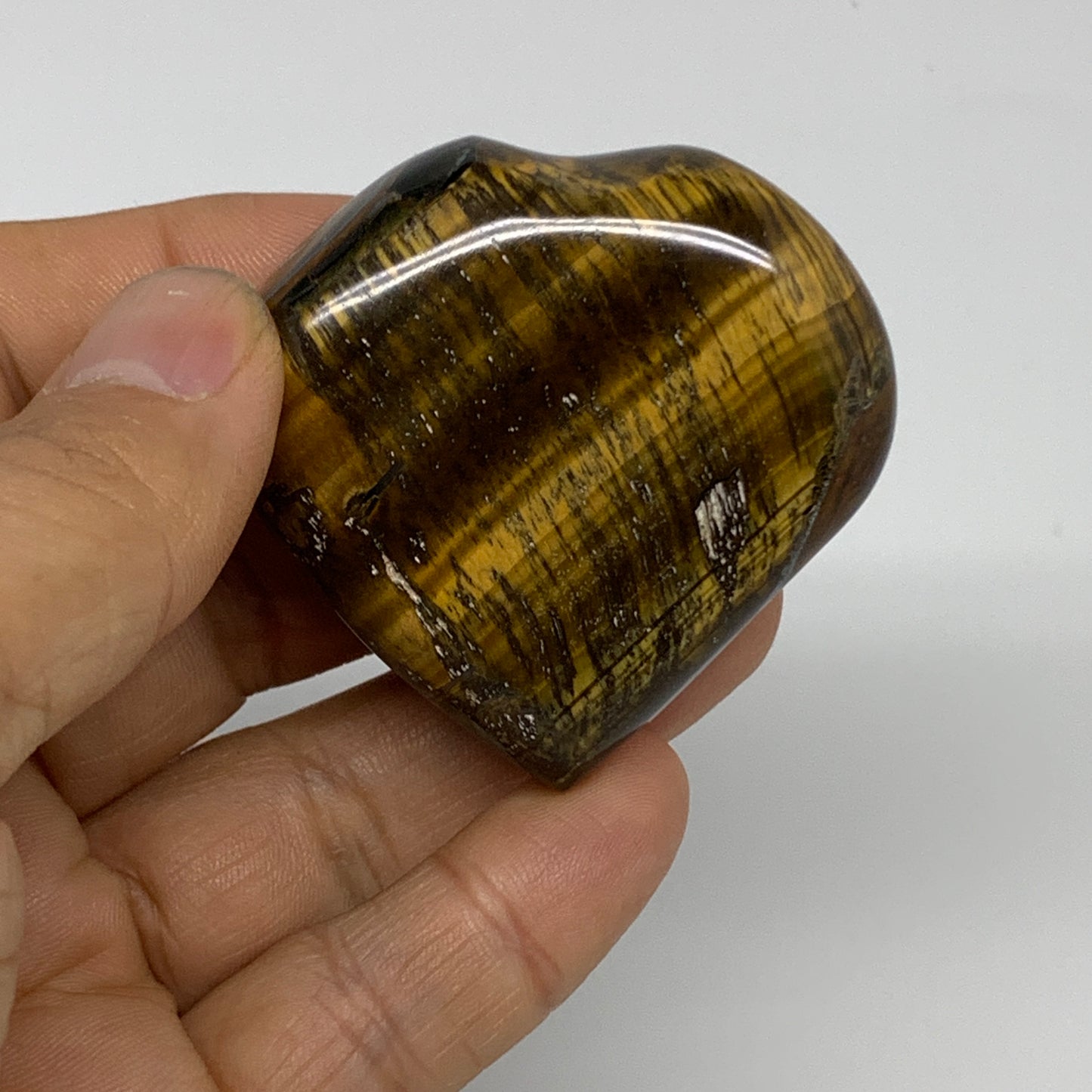 206.5g, 1.9"-2", 3pcs, Tiger's Eye Heart Polished Healing Crystal, B33913