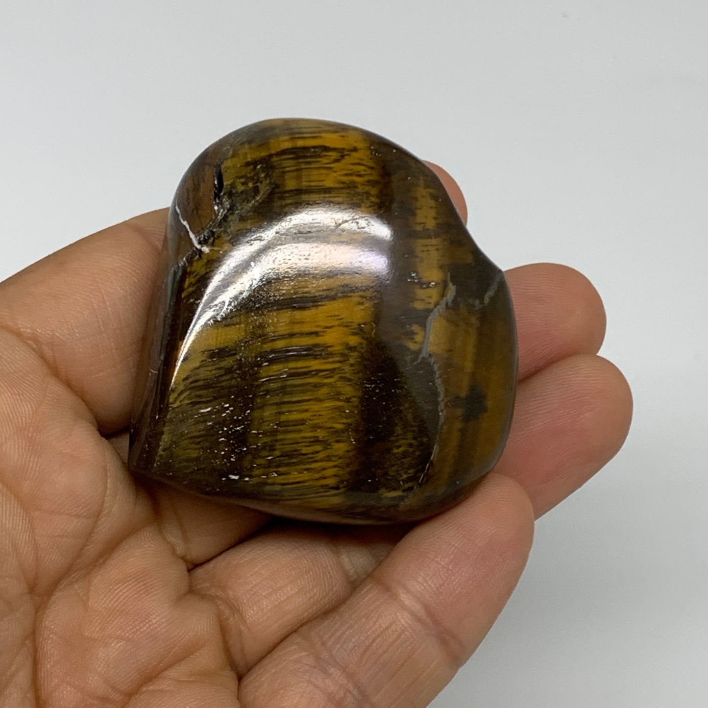 206.5g, 1.9"-2", 3pcs, Tiger's Eye Heart Polished Healing Crystal, B33913