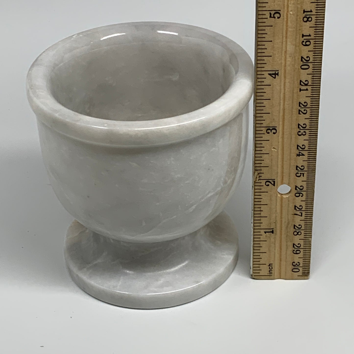 2.21 lbs, 3.9"x3.8", Natural Marble Crystal Pestle and Mortar Handmade, B32529
