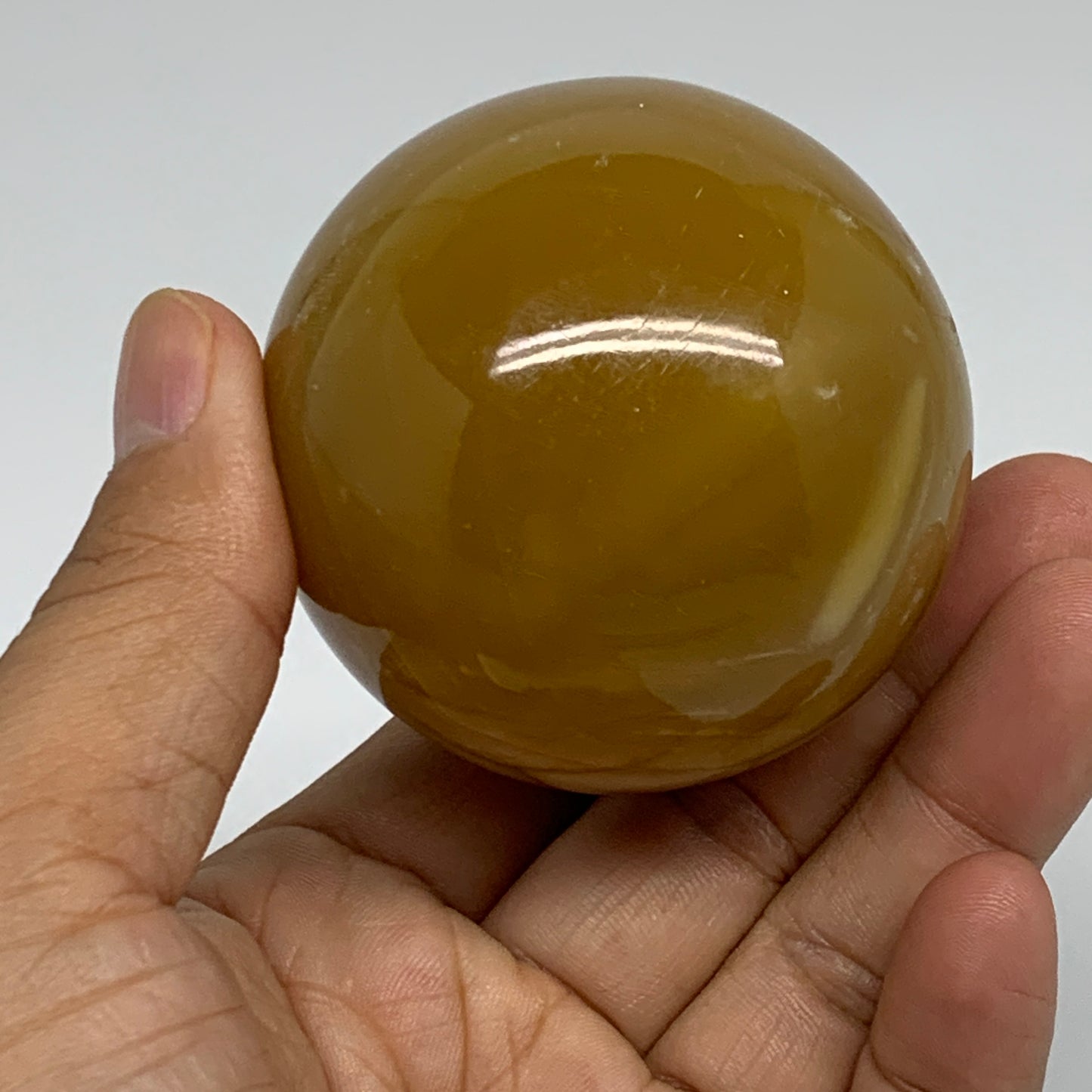 290g, 2.3"(58mm), Honey Calcite Sphere Polished Gemstone, B35315