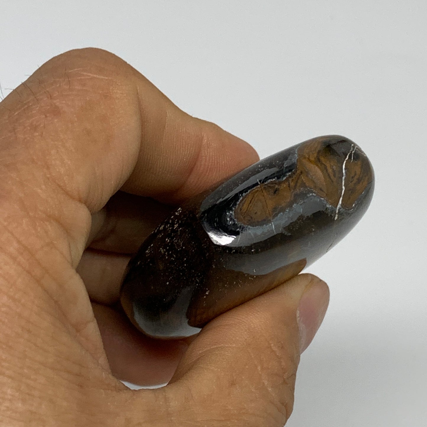 206.5g, 1.9"-2", 3pcs, Tiger's Eye Heart Polished Healing Crystal, B33913
