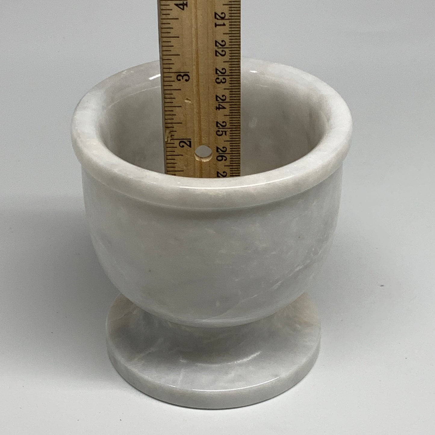 2.21 lbs, 3.9"x3.8", Natural Marble Crystal Pestle and Mortar Handmade, B32529
