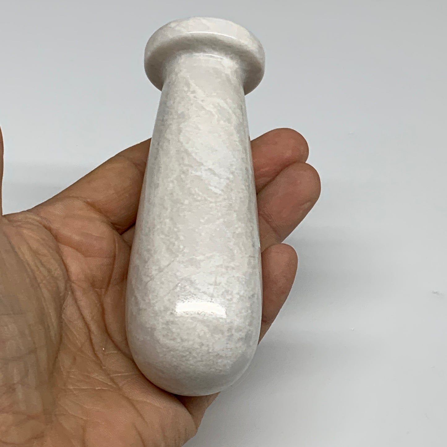 2.21 lbs, 3.9"x3.8", Natural Marble Crystal Pestle and Mortar Handmade, B32529