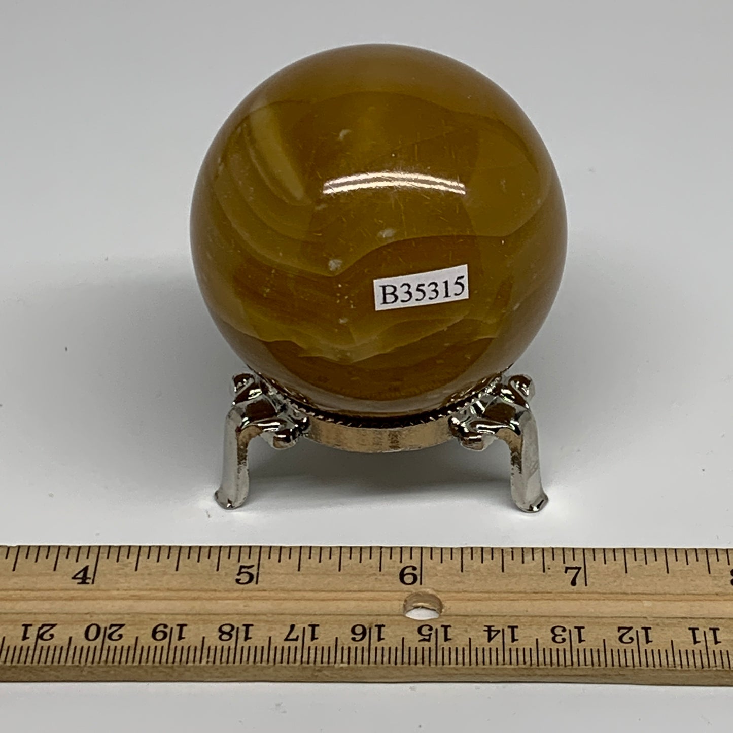 290g, 2.3"(58mm), Honey Calcite Sphere Polished Gemstone, B35315