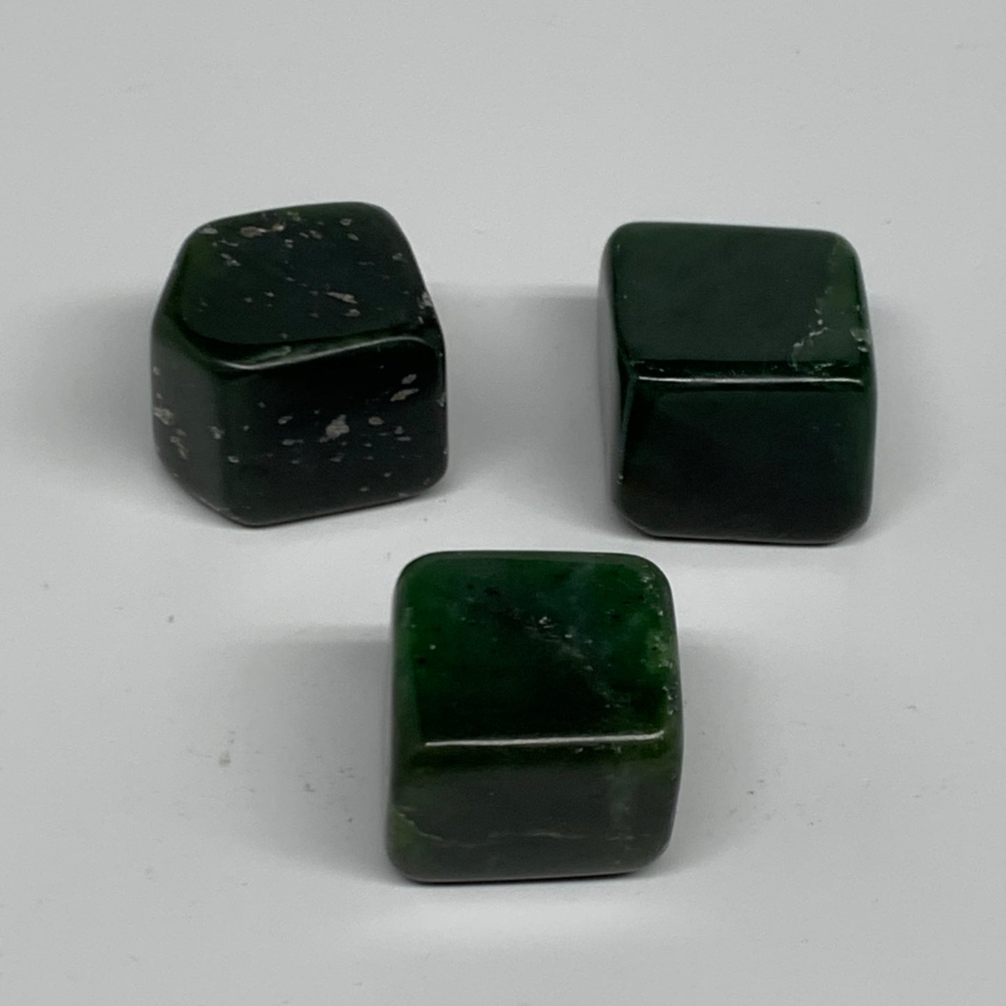 146g, 1.1"-1.1", 3pcs, Natural Nephrite Jade Tumbled Stone @Afghanistan,B31896
