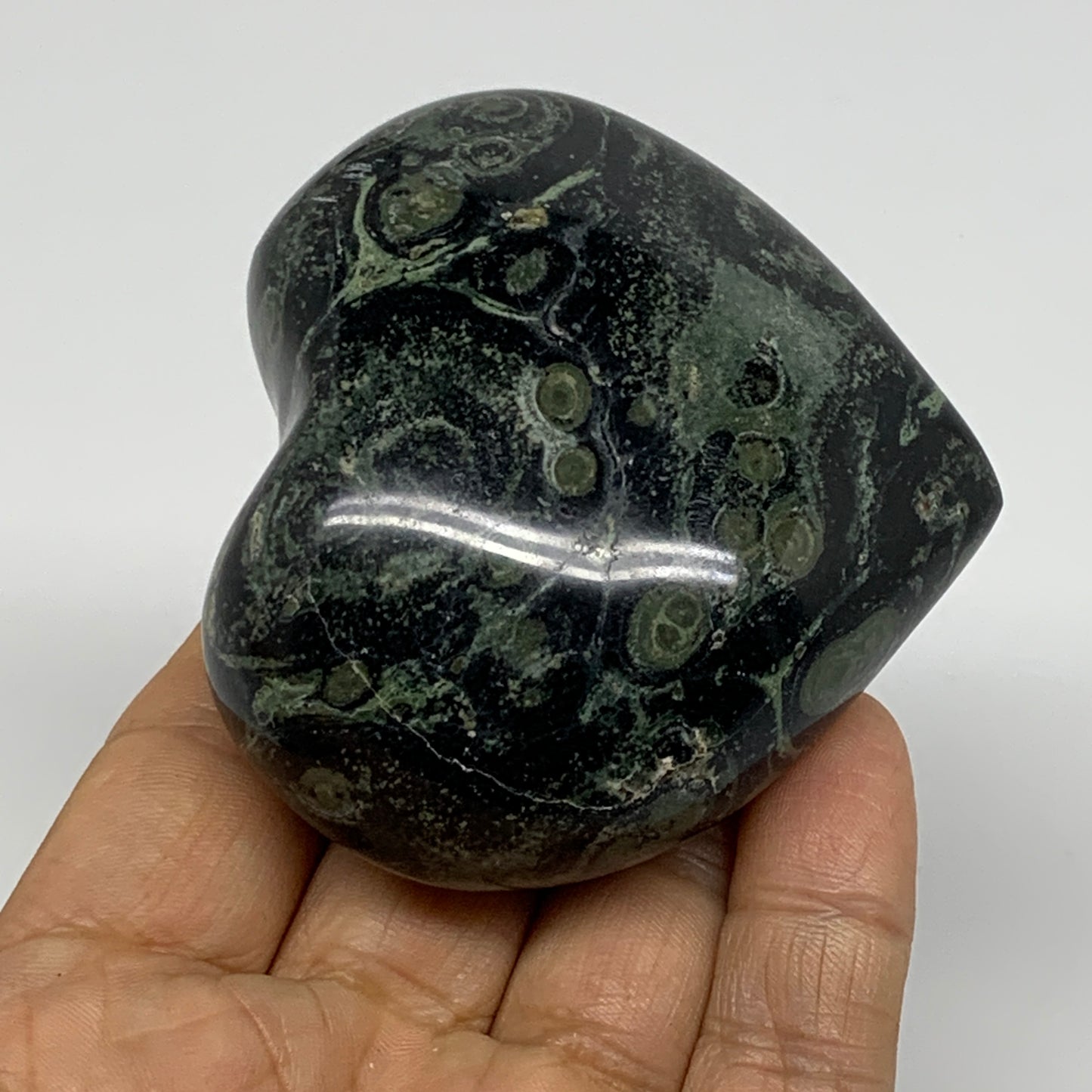 0.44 lbs, 2.4"x2.8"x1.3", Kambaba Jasper Heart Crocodile Polished Crystal, B3757