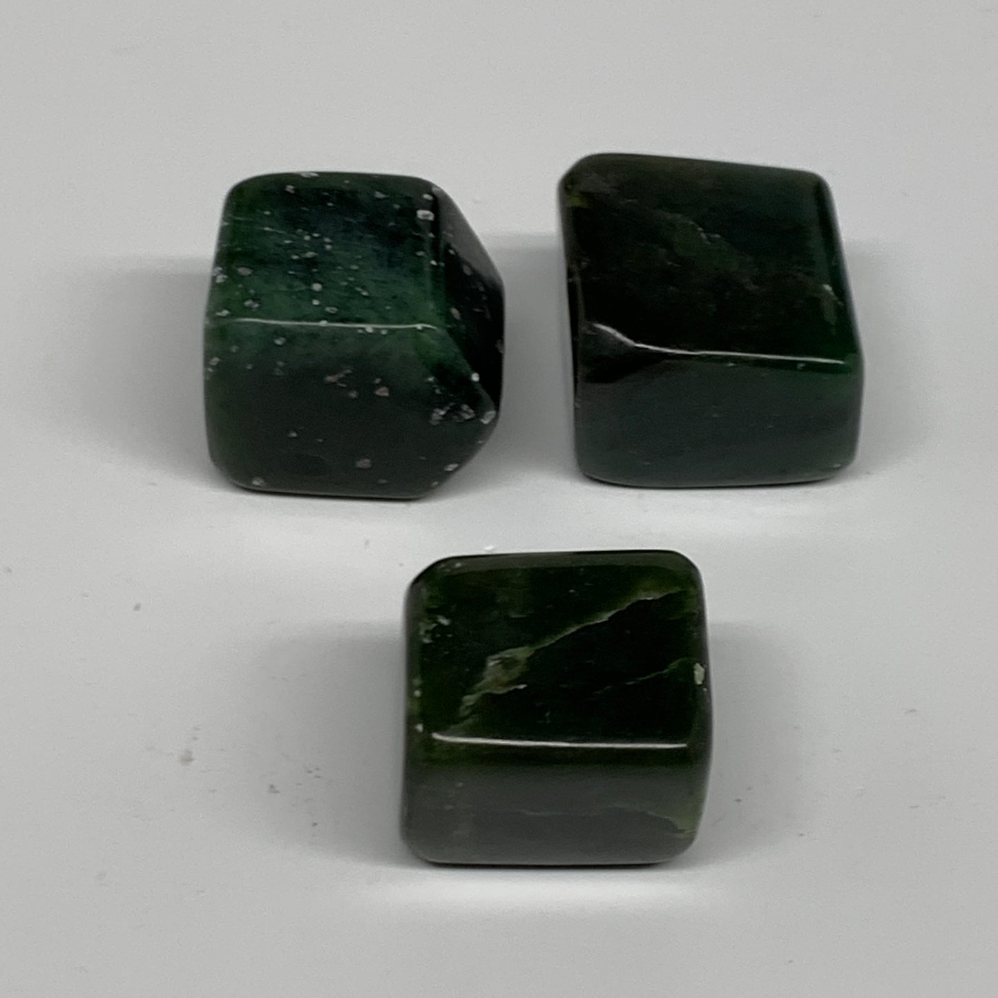 146g, 1.1"-1.1", 3pcs, Natural Nephrite Jade Tumbled Stone @Afghanistan,B31896