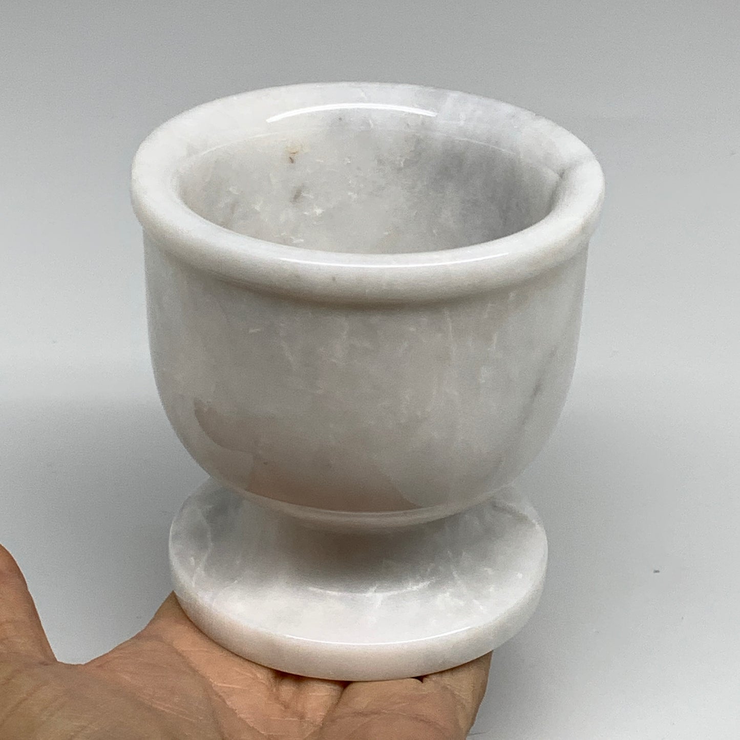 2.16 lbs, 3.8"x3.7", Natural Marble Crystal Pestle and Mortar Handmade, B32530
