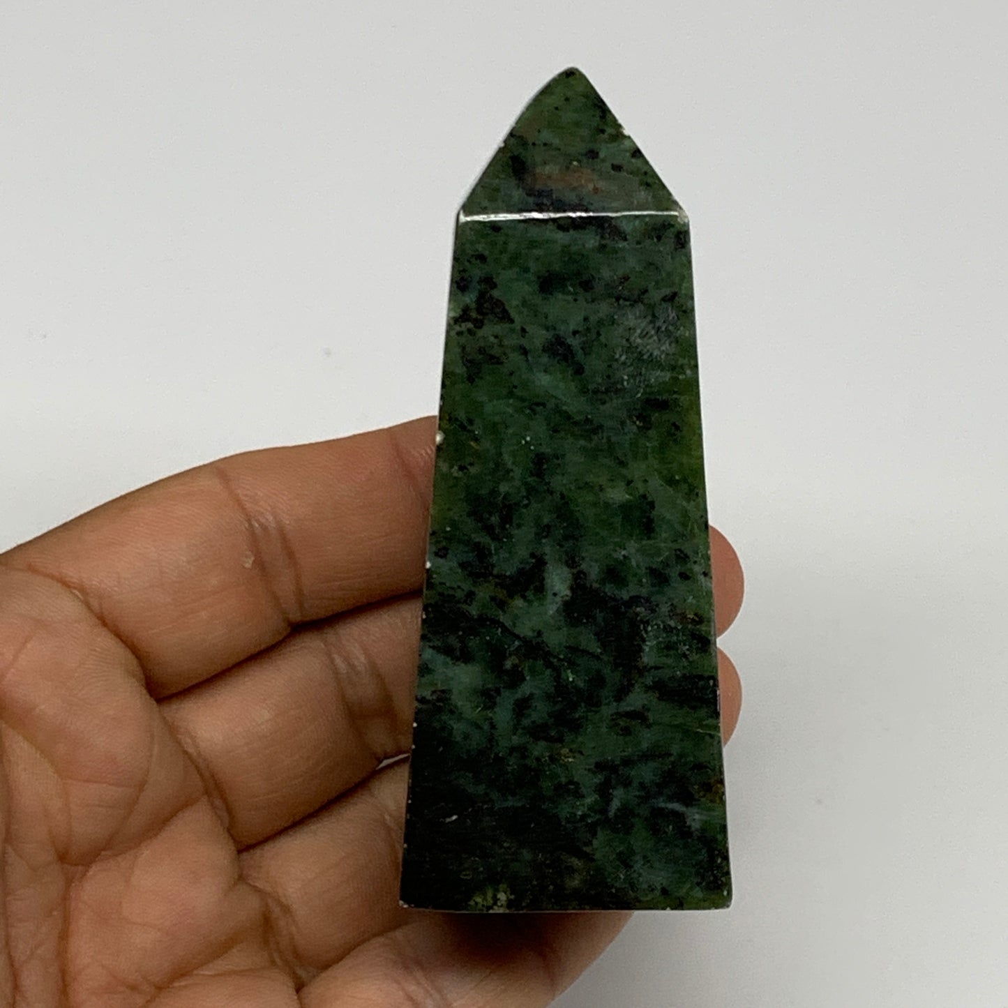 146g, 3.3"x1.3"x1.3", Serpentine Point Tower Obelisk Crystal @Pakistan, B29626