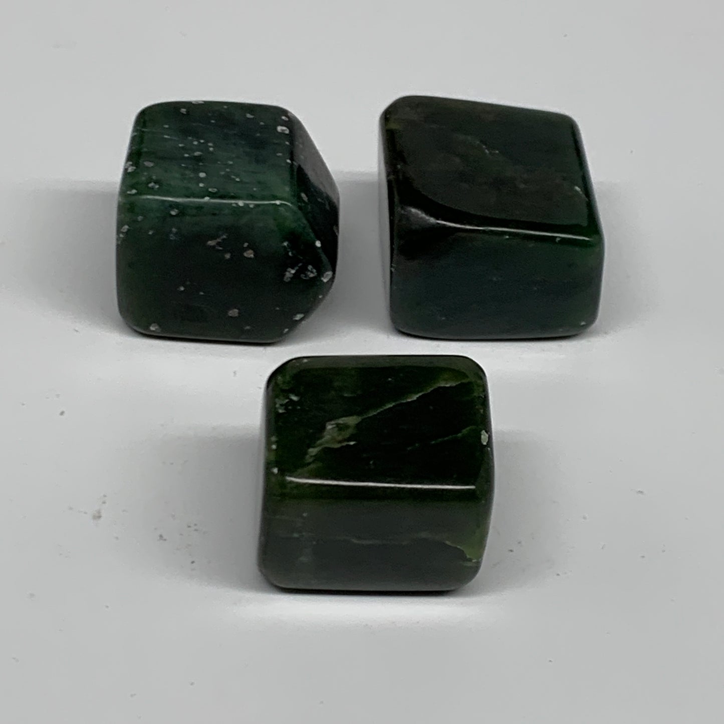 146g, 1.1"-1.1", 3pcs, Natural Nephrite Jade Tumbled Stone @Afghanistan,B31896