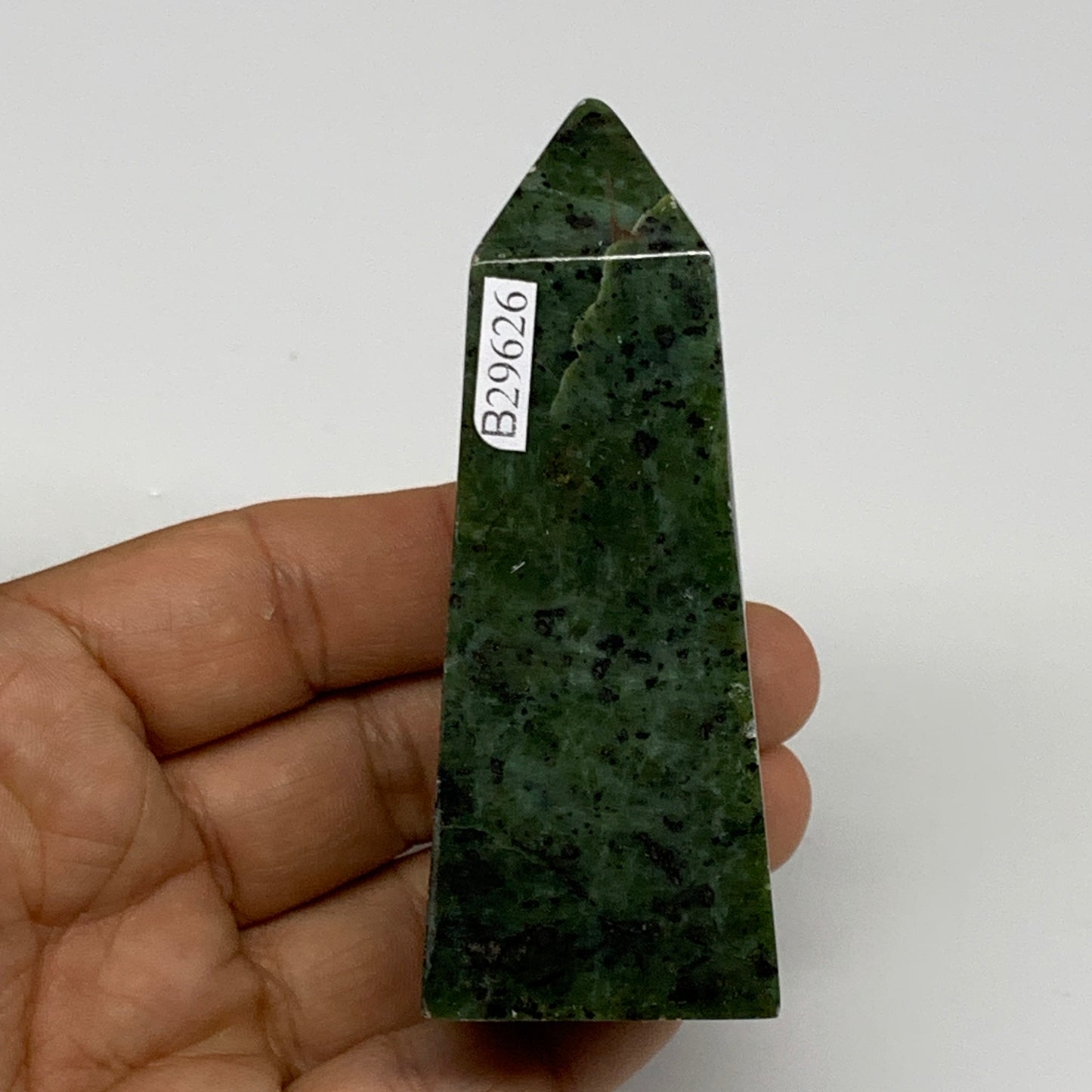 146g, 3.3"x1.3"x1.3", Serpentine Point Tower Obelisk Crystal @Pakistan, B29626