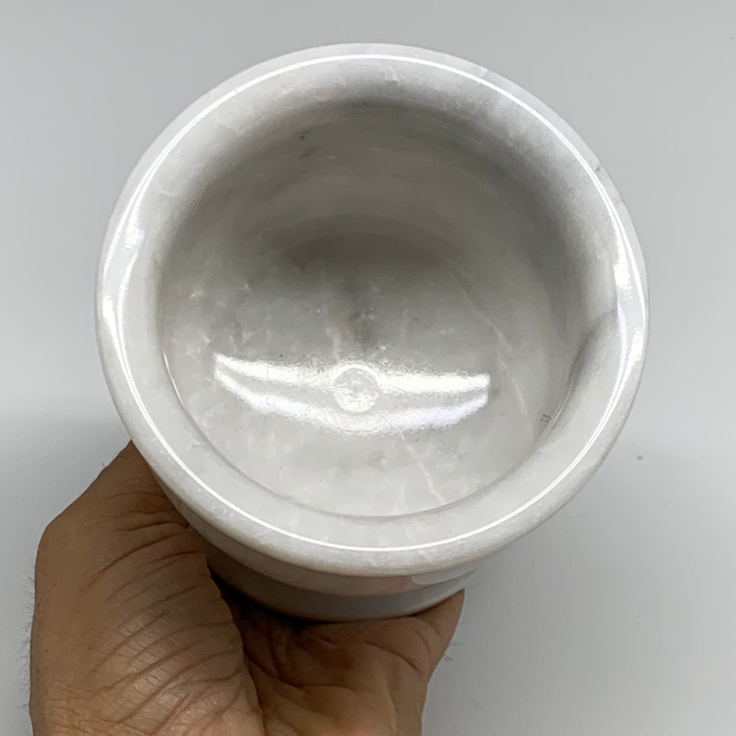 2.16 lbs, 3.8"x3.7", Natural Marble Crystal Pestle and Mortar Handmade, B32530