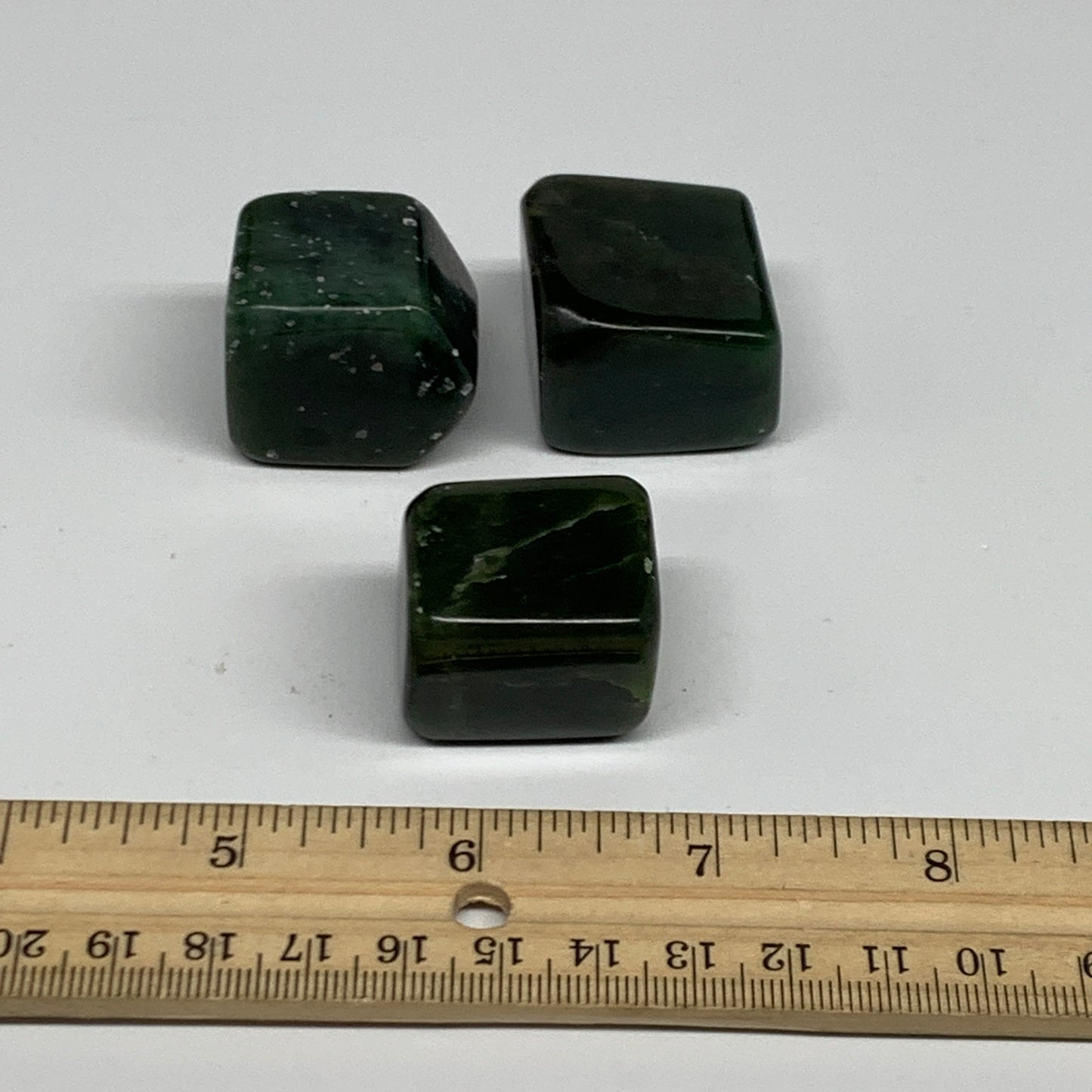 146g, 1.1"-1.1", 3pcs, Natural Nephrite Jade Tumbled Stone @Afghanistan,B31896