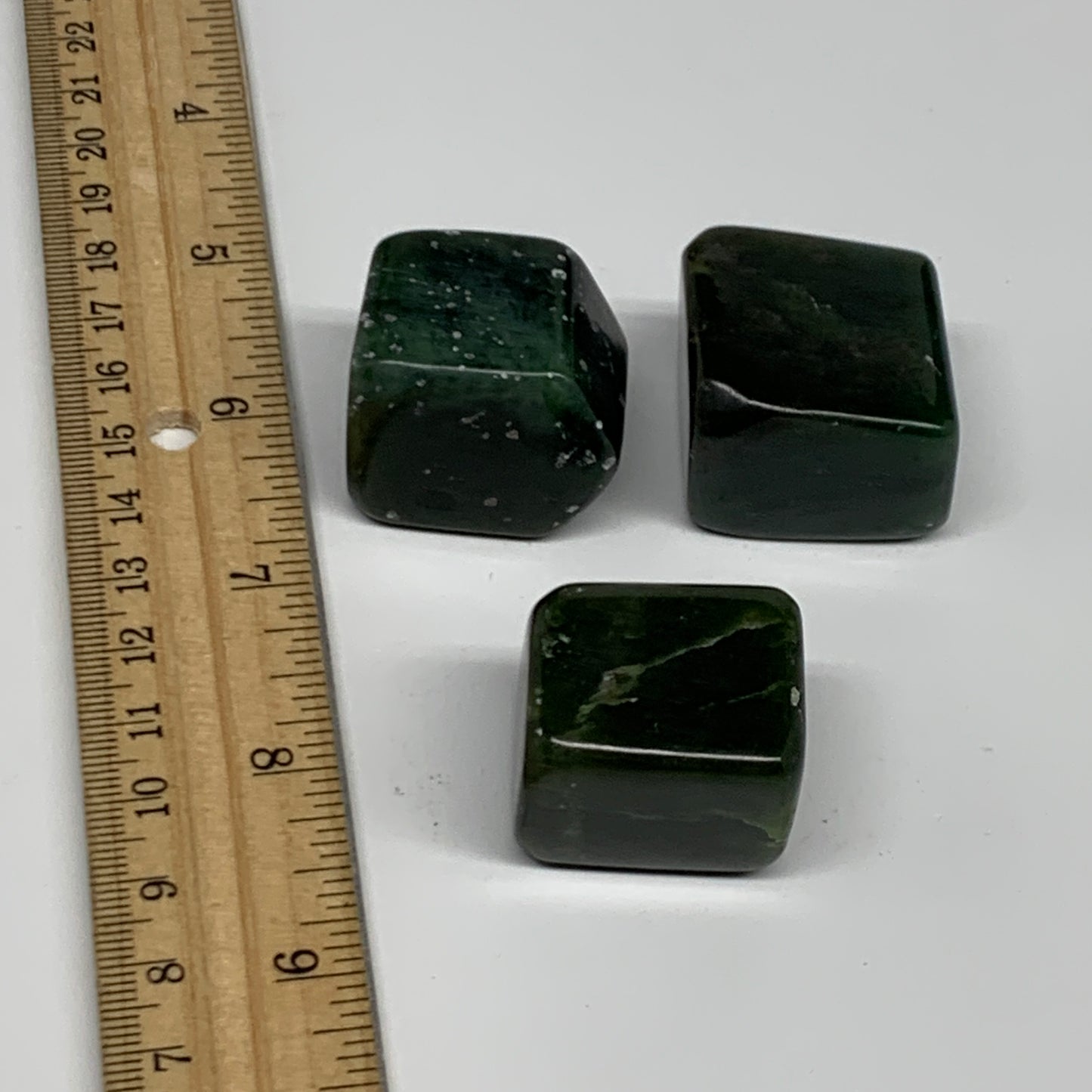 146g, 1.1"-1.1", 3pcs, Natural Nephrite Jade Tumbled Stone @Afghanistan,B31896