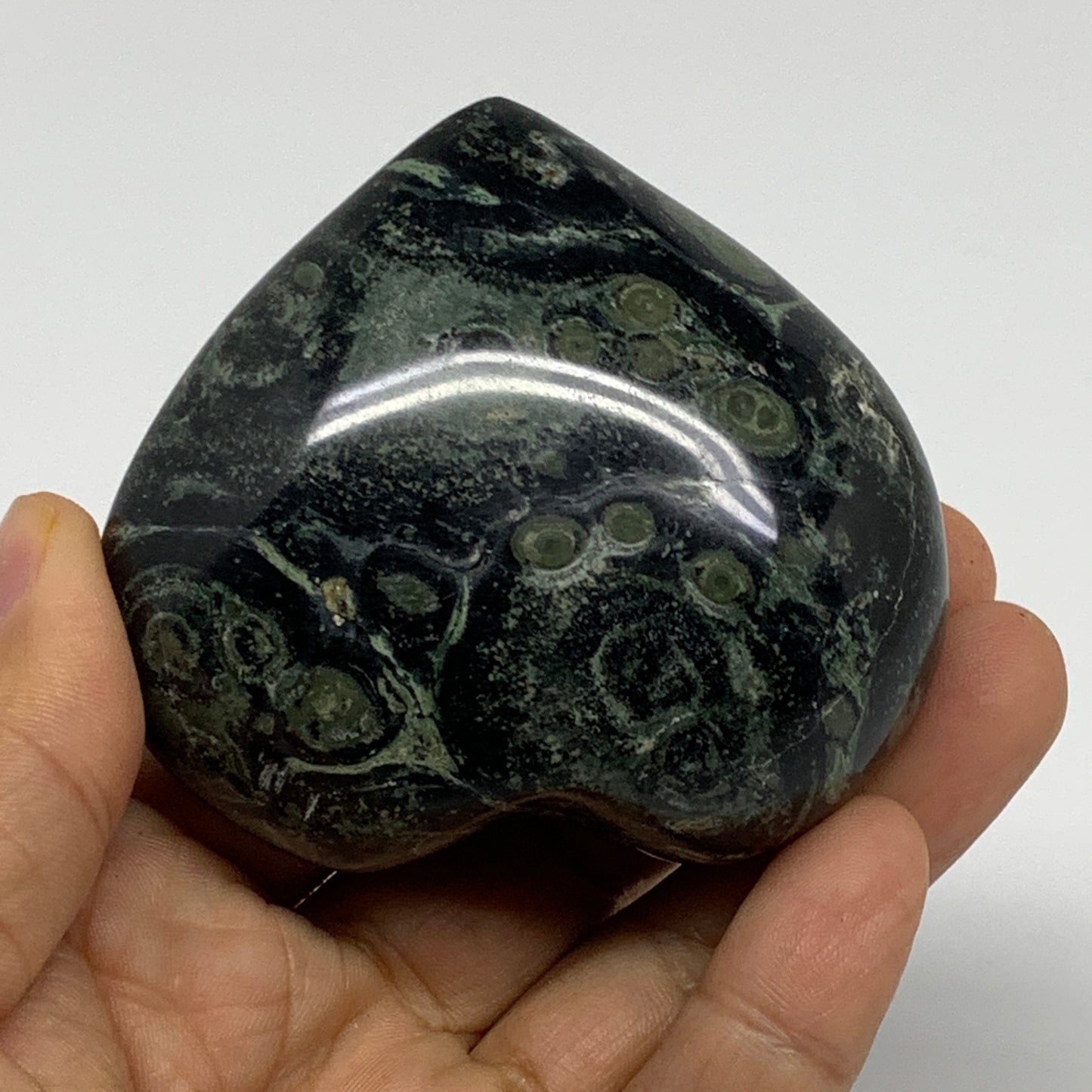 0.44 lbs, 2.4"x2.8"x1.3", Kambaba Jasper Heart Crocodile Polished Crystal, B3757