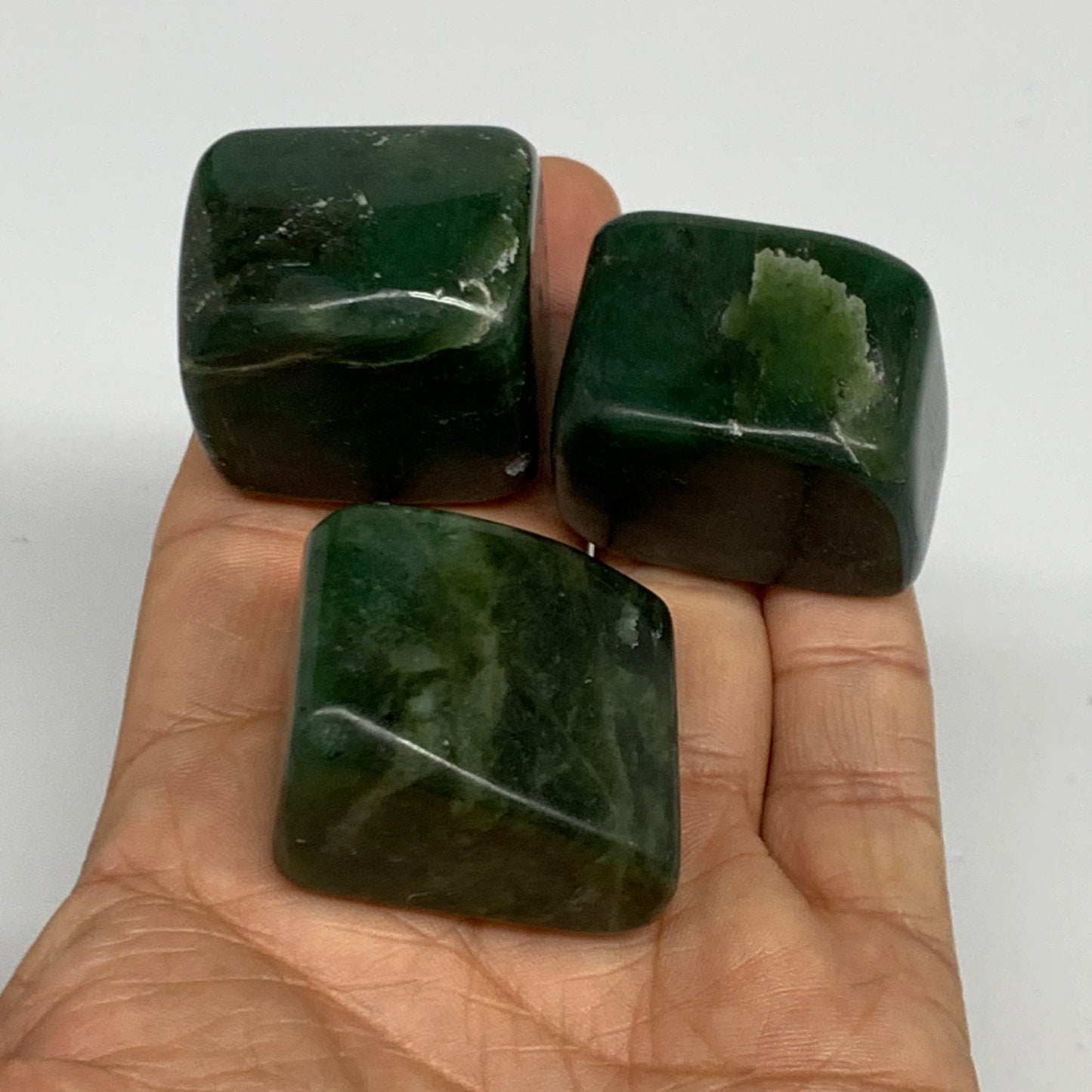 169.9g, 1.2"-1.4", 3pcs, Natural Nephrite Jade Tumbled Stone @Afghanistan,B31897
