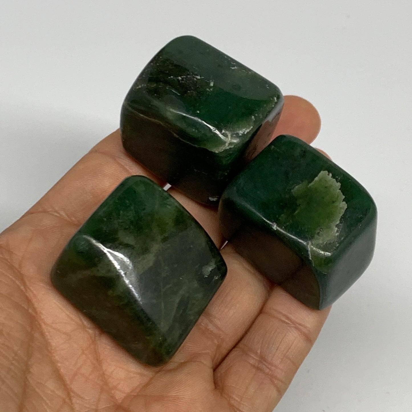 169.9g, 1.2"-1.4", 3pcs, Natural Nephrite Jade Tumbled Stone @Afghanistan,B31897