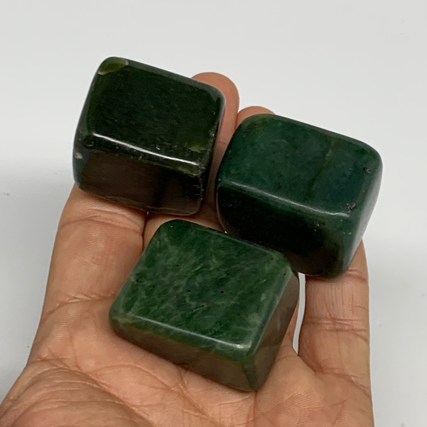 169.9g, 1.2"-1.4", 3pcs, Natural Nephrite Jade Tumbled Stone @Afghanistan,B31897