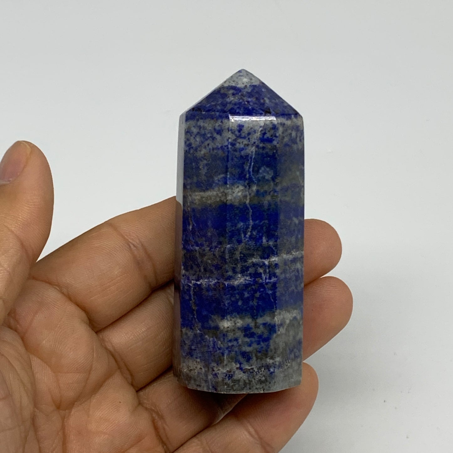 134.6g, 2.9"x1.1", Natural Lapis Lazuli Tower Point Obelisk Afghanistan,B30377