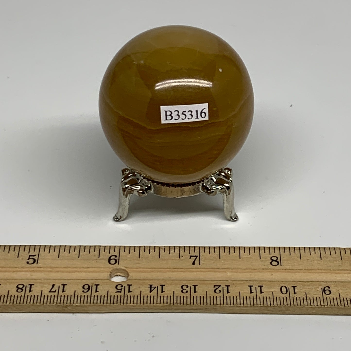 178.7g, 2"(50mm), Honey Calcite Sphere Polished Gemstone, B35316