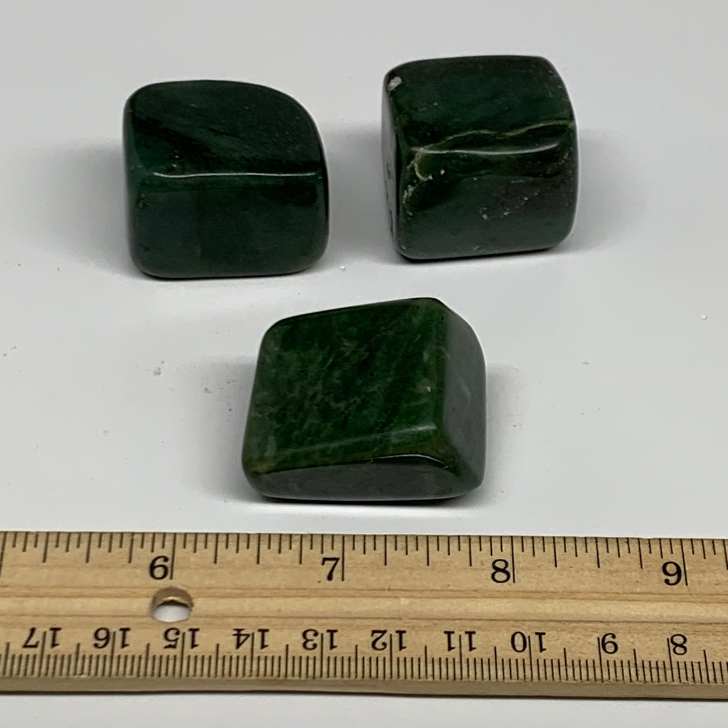 169.9g, 1.2"-1.4", 3pcs, Natural Nephrite Jade Tumbled Stone @Afghanistan,B31897