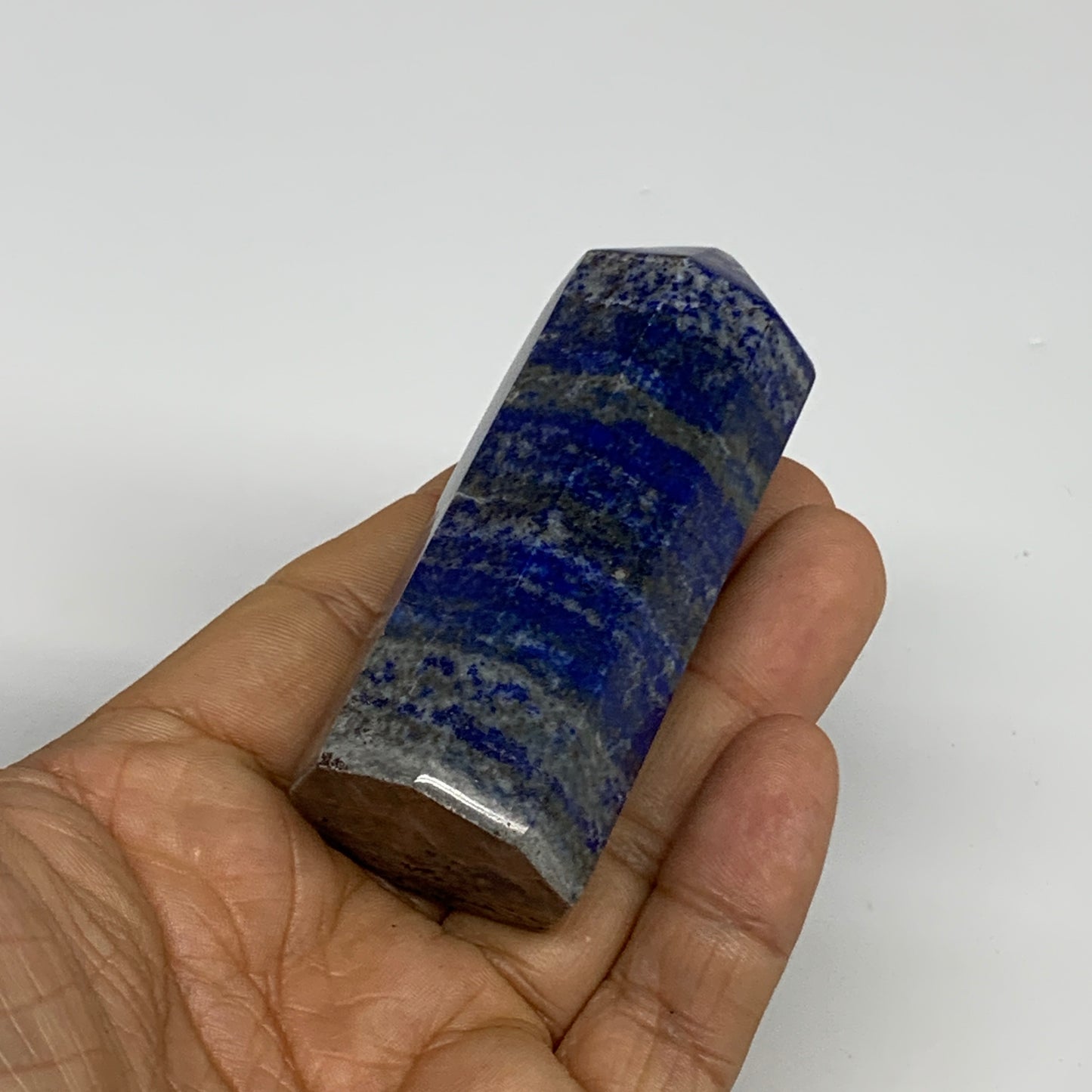 134.6g, 2.9"x1.1", Natural Lapis Lazuli Tower Point Obelisk Afghanistan,B30377