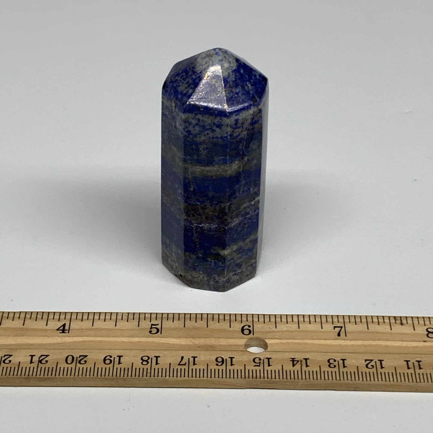 134.6g, 2.9"x1.1", Natural Lapis Lazuli Tower Point Obelisk Afghanistan,B30377