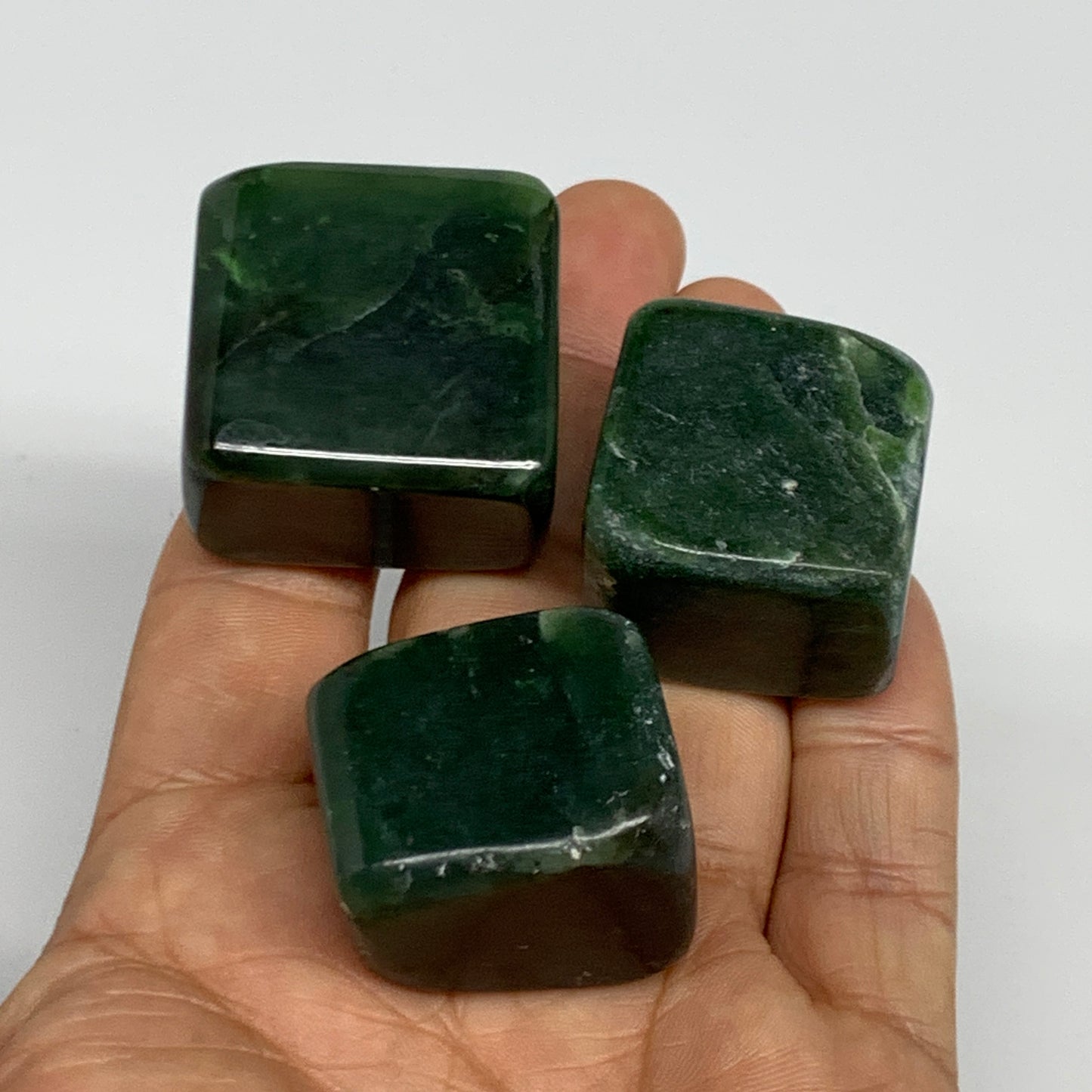 155.2g, 1"-1.2", 3pcs, Natural Nephrite Jade Tumbled Stone @Afghanistan,B31898