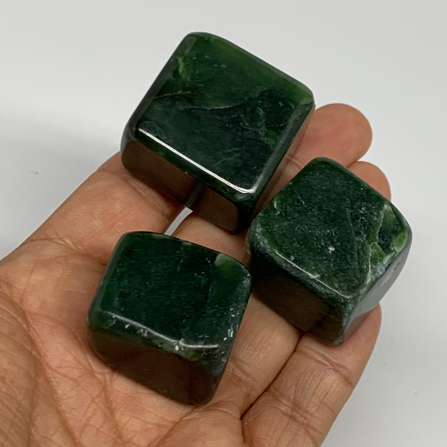 155.2g, 1"-1.2", 3pcs, Natural Nephrite Jade Tumbled Stone @Afghanistan,B31898