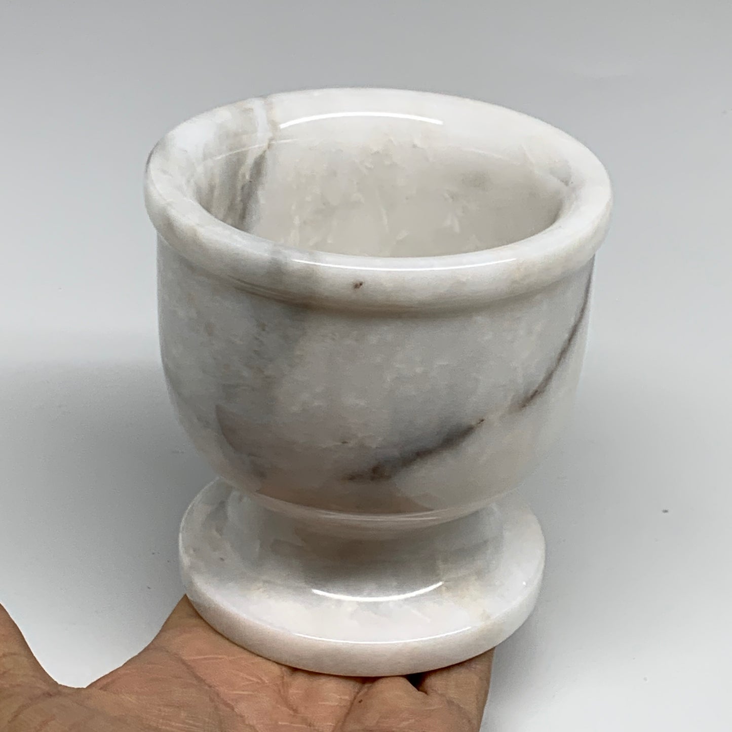2.3 lbs, 4"x3.8", Natural Marble Crystal Pestle and Mortar Handmade, B32531