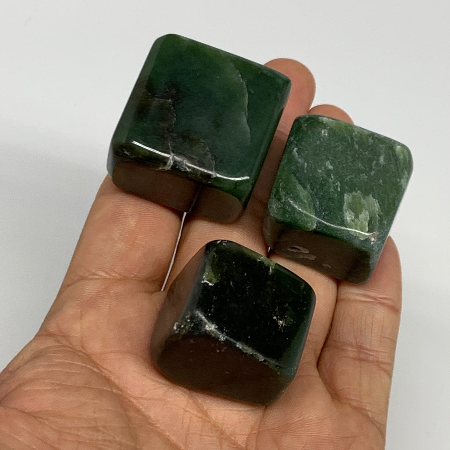 155.2g, 1"-1.2", 3pcs, Natural Nephrite Jade Tumbled Stone @Afghanistan,B31898